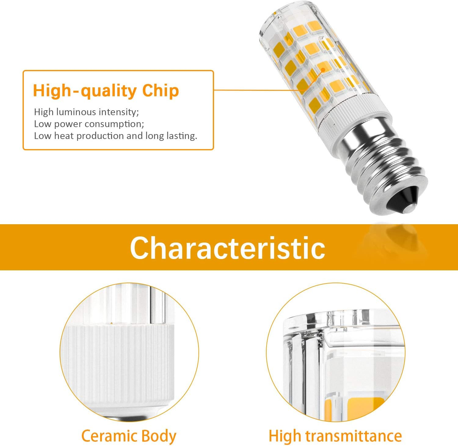 Dicuno E14 LED Light Bulb 4W (40W Halogen Equivalent), Warm White 3000K 400LM, 220V, Non-Dimmable, Small Edison Screw Bulb for Fridge/Cooker Hood, 2-Pack image number 5