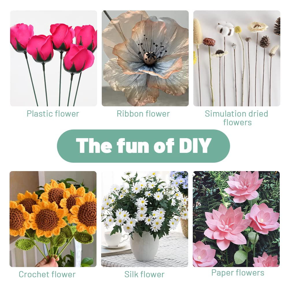 80Pcs Floral Wire, 30Cm/11.8In Length 3Mm/0.12In Diameter Stems, 18 Gauge Flower Wrapped with Paper for Artificial Flowers, Wreath, Bouquet (Green) image number 5