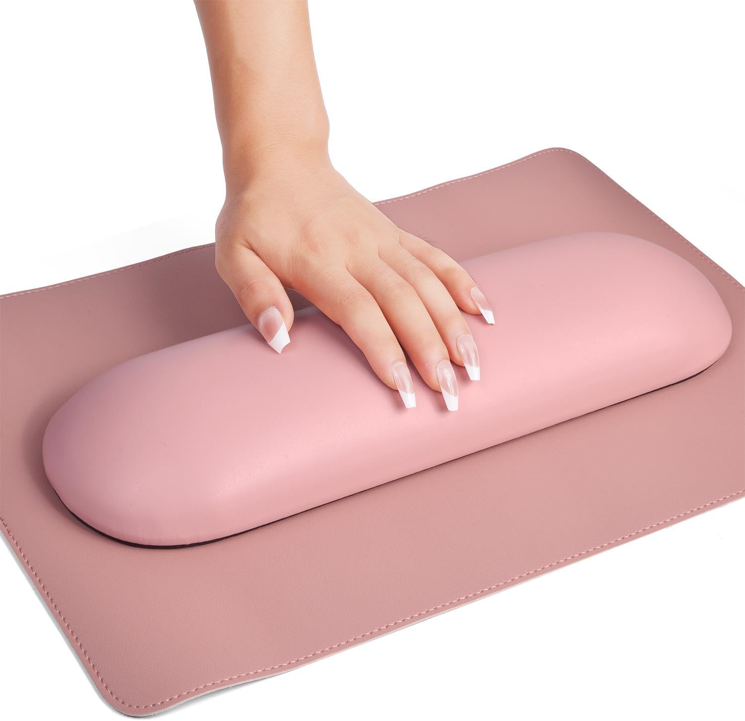 Nail Arm Rest Pillow and Mat Luxury Salon Manicure Armrest Cushion Nail Art Hand Holder Manicure Hand Rest Cushion Pad Tool for Nail Tech Manicurist (With Mat, Black)