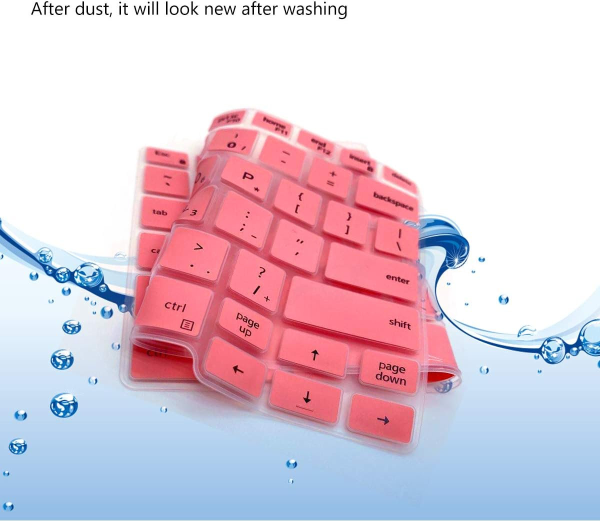 2PCS Keyboard Cover for Dell Latitude 5000 Series 5300 5310 13.3 Inch Laptop, Dell Latitude 7000 Series 7300 13.3" Laptop Keyboard Protective Skin -Pink+Clear image number 1