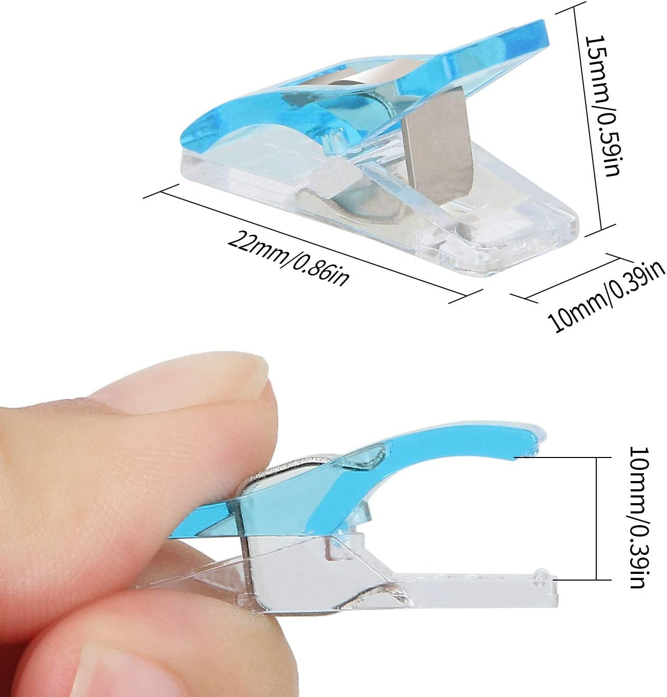 200 PCS Sewing Clips, Multipurpose Quilting Clips Plastic Fabric Clips for Sewing and Quilting, Crochet, Paper, Food Storage, Cables (Clear Blue)