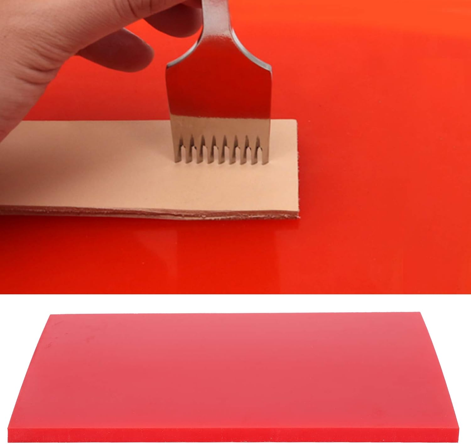 Leather Craft Punching Pad, Stamping Mute Board Mat, Thick Handmade Leather Craft Tools Protection Mat, Shock Absorbing Pad for DIY Cutting, Hole Punch, Sewing, Stamping, 200 X 150 X 9Mm Red