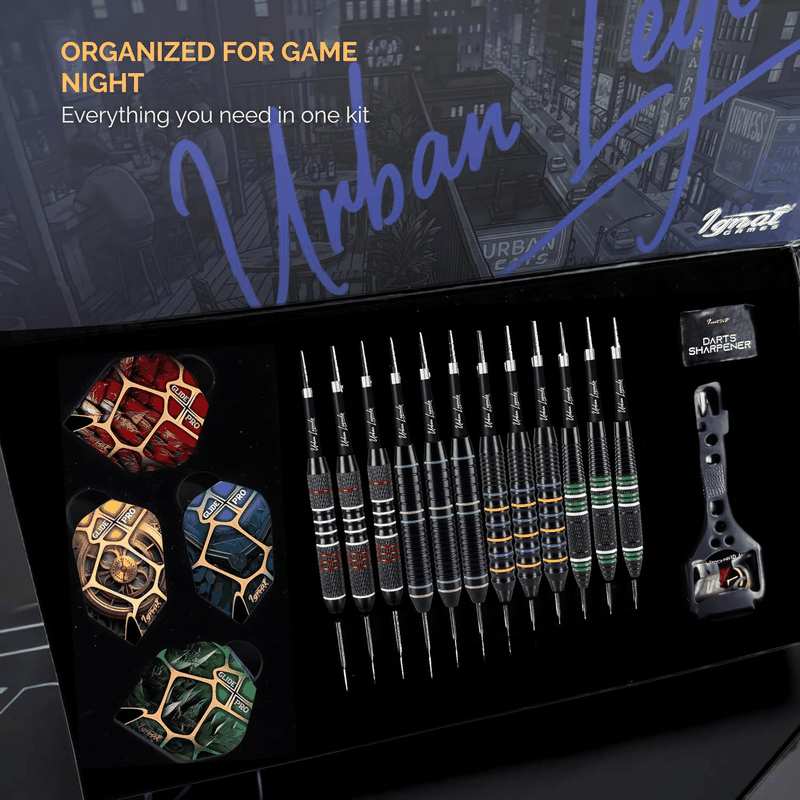 Ignatgames Premium Steel Tip Darts &ndash; 3/6/12 Pack Brass Barrels with Aluminum Shafts, 16 Glidexpro Flight Set, Tool Kit & Giftable Case - Manhattan Midnight image number 4