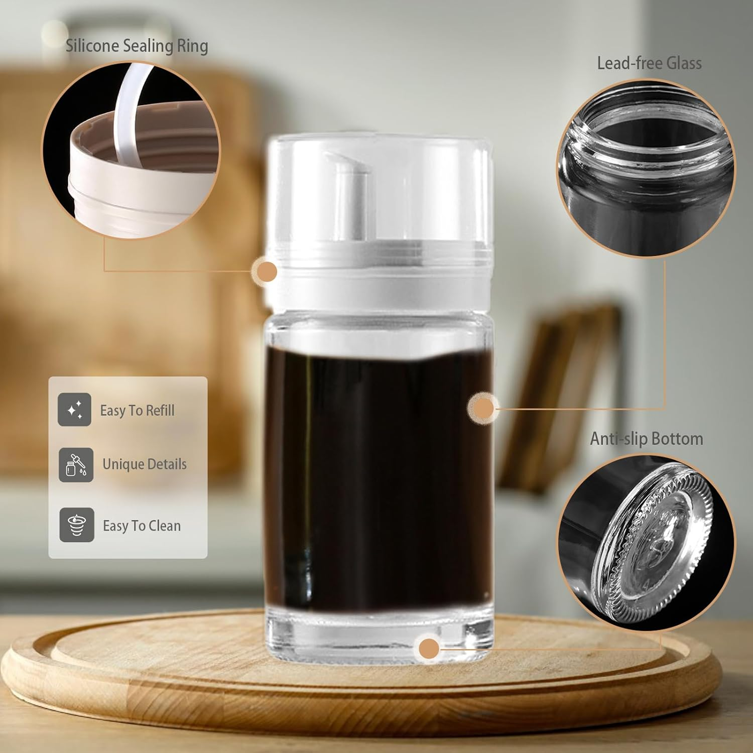 3-Pack Leakproof Small Glass Oil and Vinegar Dispenser Bottles - Perfect for Kitchen Use - 100Ml Each (3.38Oz) image number 5