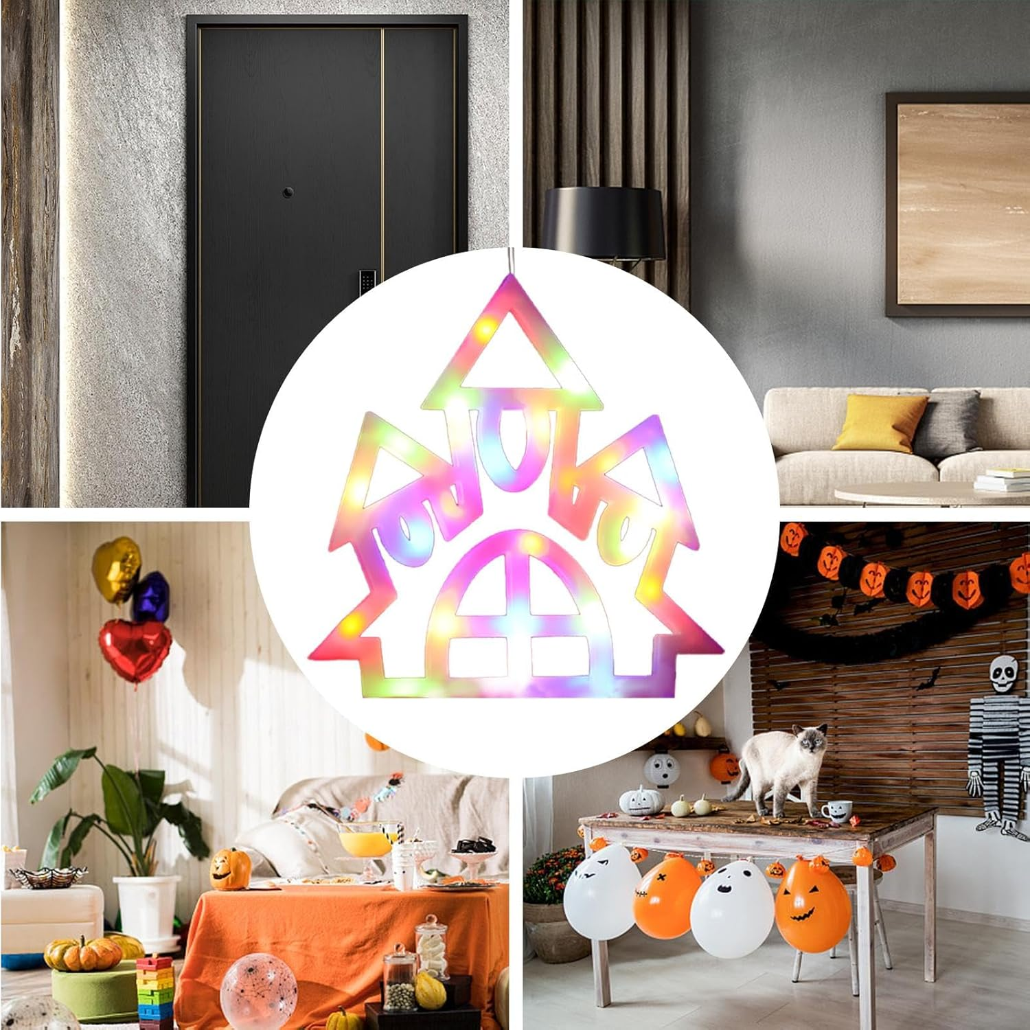 Halloween LED Window Lights - Halloween Window Silhouette Lights - Cute Halloween Decoration Light, Halloween Window Silhouette Lights, Colorful Window Light for Halloween