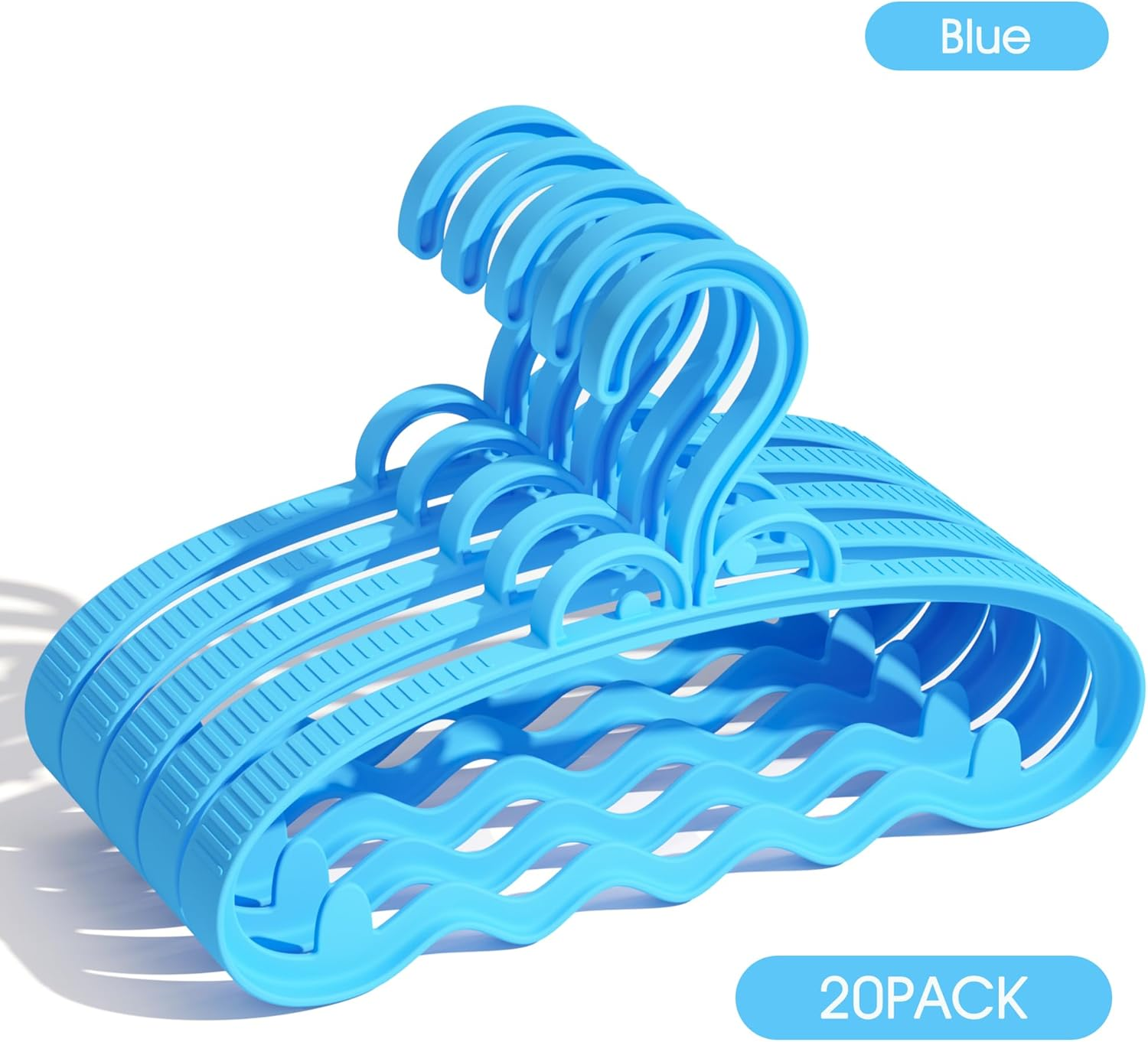 Li&Zhao Baby Clothes Hangers Plastic - 20 PCS Wide Kids Hangers Toddler Hangers Shirt Hangers Infant Hangers Children Hangers Plastic Hangers 20 Pack for Pants Coats Skirts Clothing image number 2