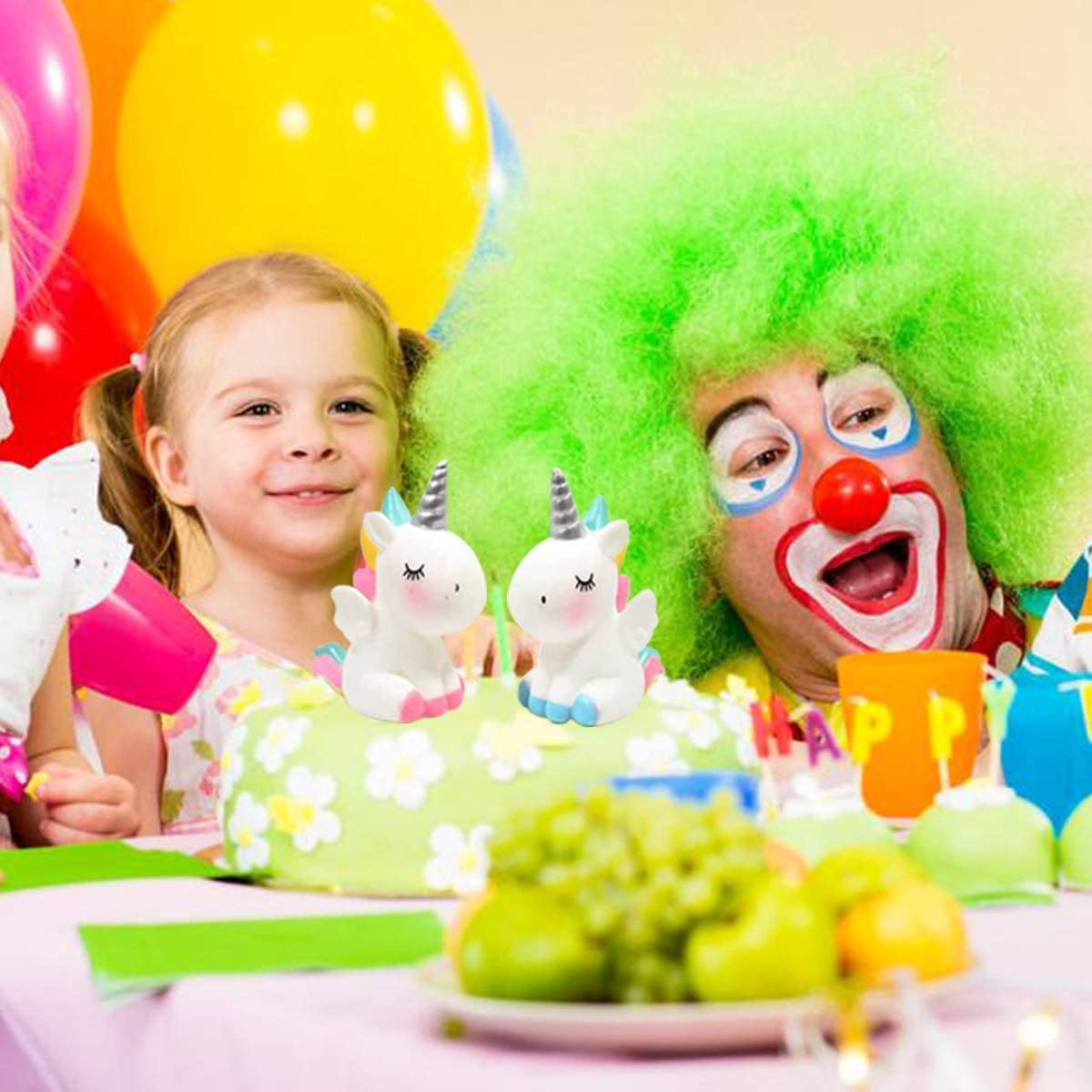 15 Pcs Unicorn Cake Toppers Cloud Rainbow Star Balloon Cupcake Topper Kit Cake Decorations Stand up Wafer for Girls Women'S Birthday Wedding Baby Shower Unicorn Party Decorations image number 2