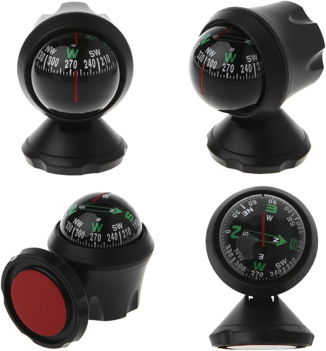 Car Compass Ball, Dash Mount Adjustable Compass Ball with Bottom Stick, Navigation Hiking Direction Pointing Guide Ball for Marine Boat Truck Caravan Outdoor, Universal Car Accessories image number 1