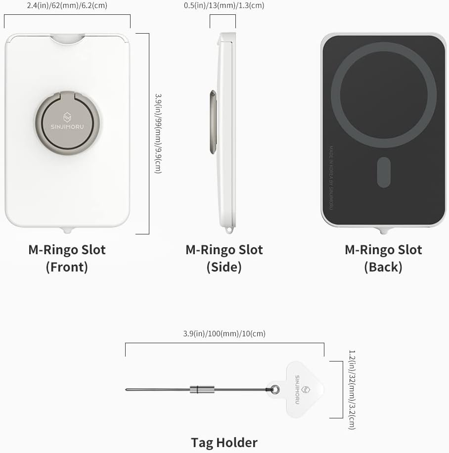 Sinjimoru Cell Phone Wallet for Magsafe with Phone Ring Holder, Secure Magnetic Card Holder with Phone Grip & Kickstand for Magsafe Case & Iphone 16 15 14 13 12 Series. M-Ringo Slot White image number 5