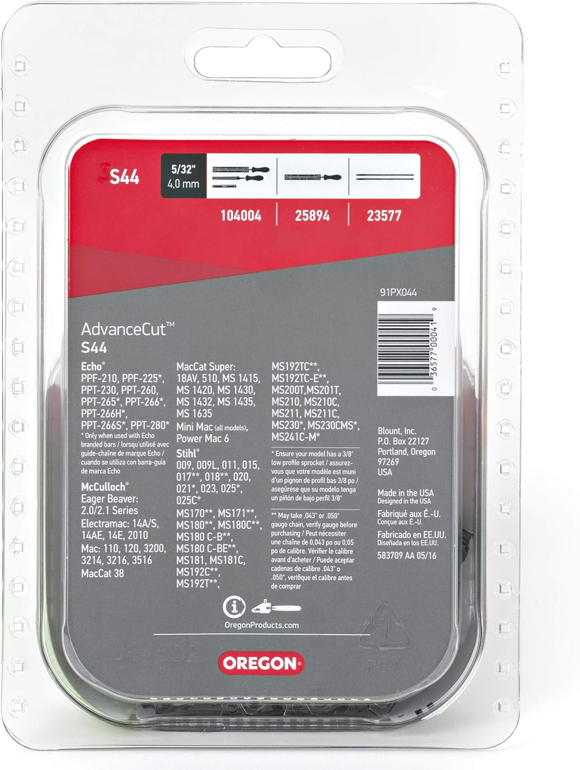 Oregon S44 Advancecut Replacement Chainsaw and Pole Pruner Saw Chain for 12-Inch Guide Bars, 44 Drive Links, Pitch: 3/8" Low Vibration, .050" Gauge, Fits Various Stihl Models, Grey image number 1