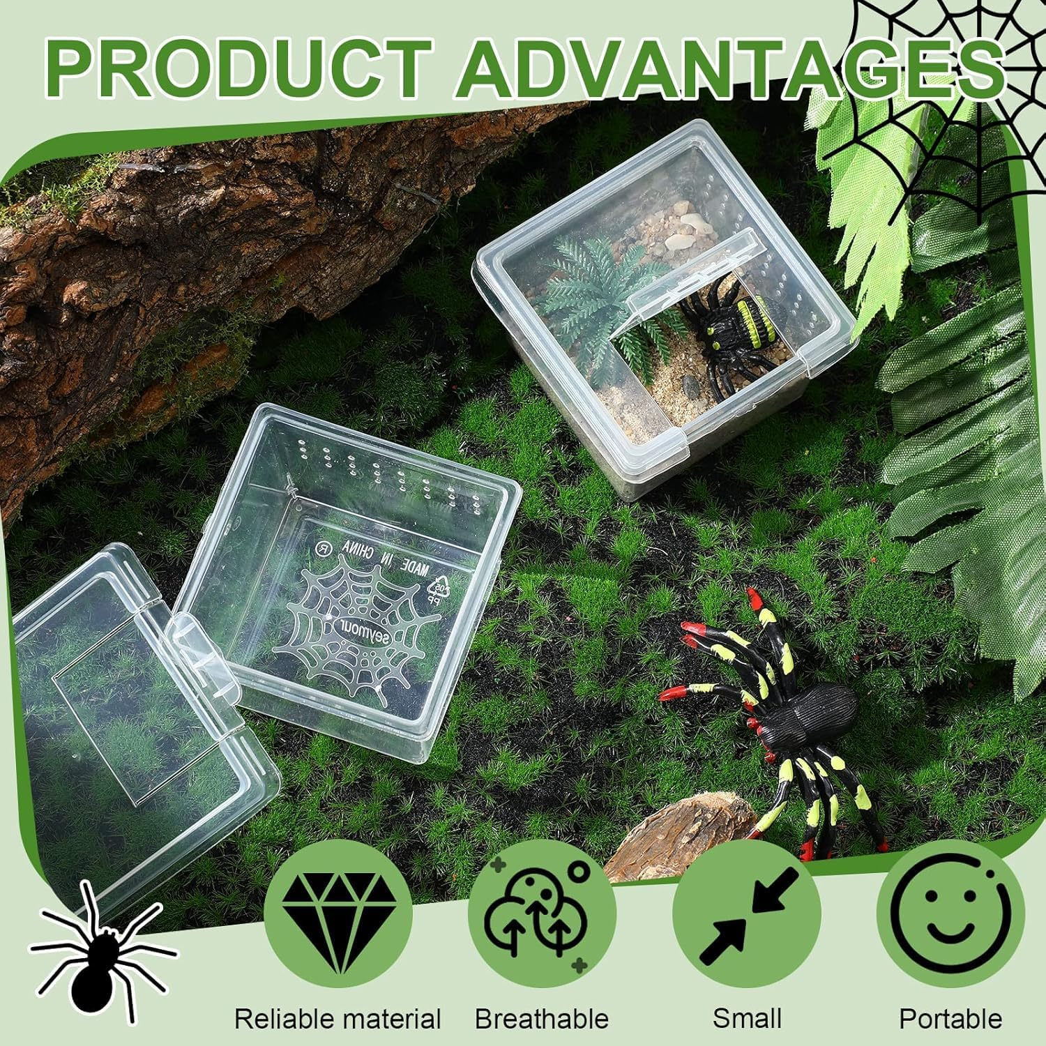 30 Pcs Insect Spider Terrariums Breeding Box, Tarantula Enclosure,Enclosures for Small Reptiles, Centipedes with Lids for Insect & Spider Breeding & Reptile Hatching(Small Size) image number 4