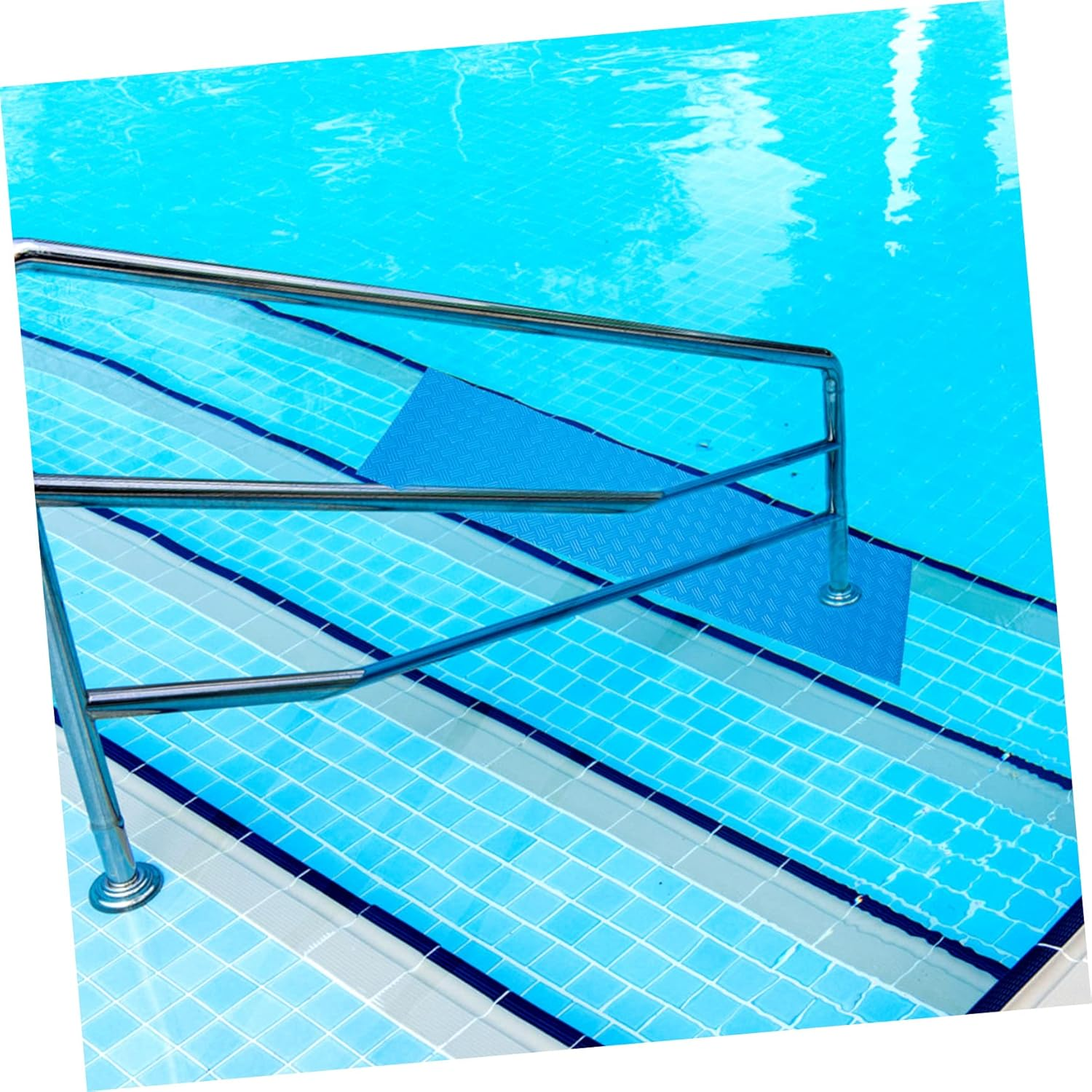 Outanaya Non-Slip Swimming Pool Stair Mat Wave Pattern 43X90Cm Blue Anti-Slip Pool Ladder Cushion for Outdoor and Protection image number 4