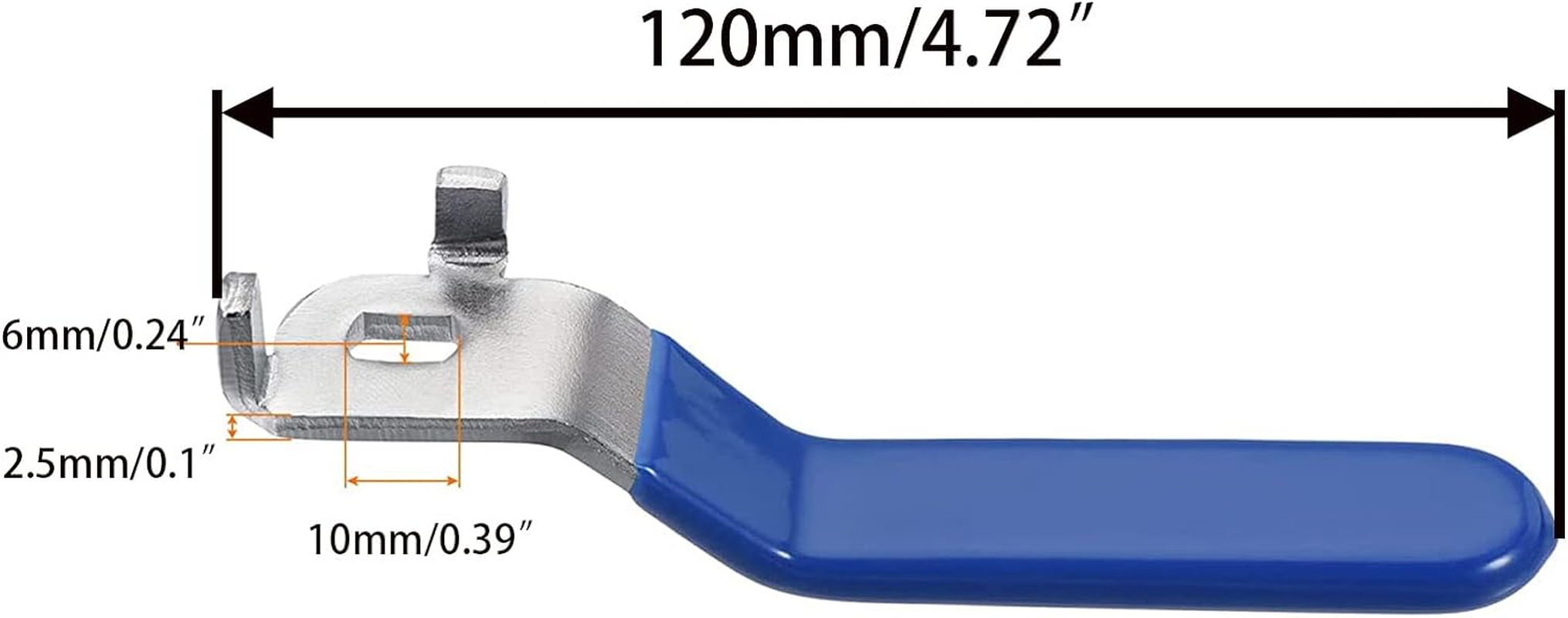 3Pcs Blue Lever Handle for Ball Valve Total Length 120Mm,Hole Size 6X10Mm,Hole Thickness 2.5Mm（6X10X2.5Mm） image number 1