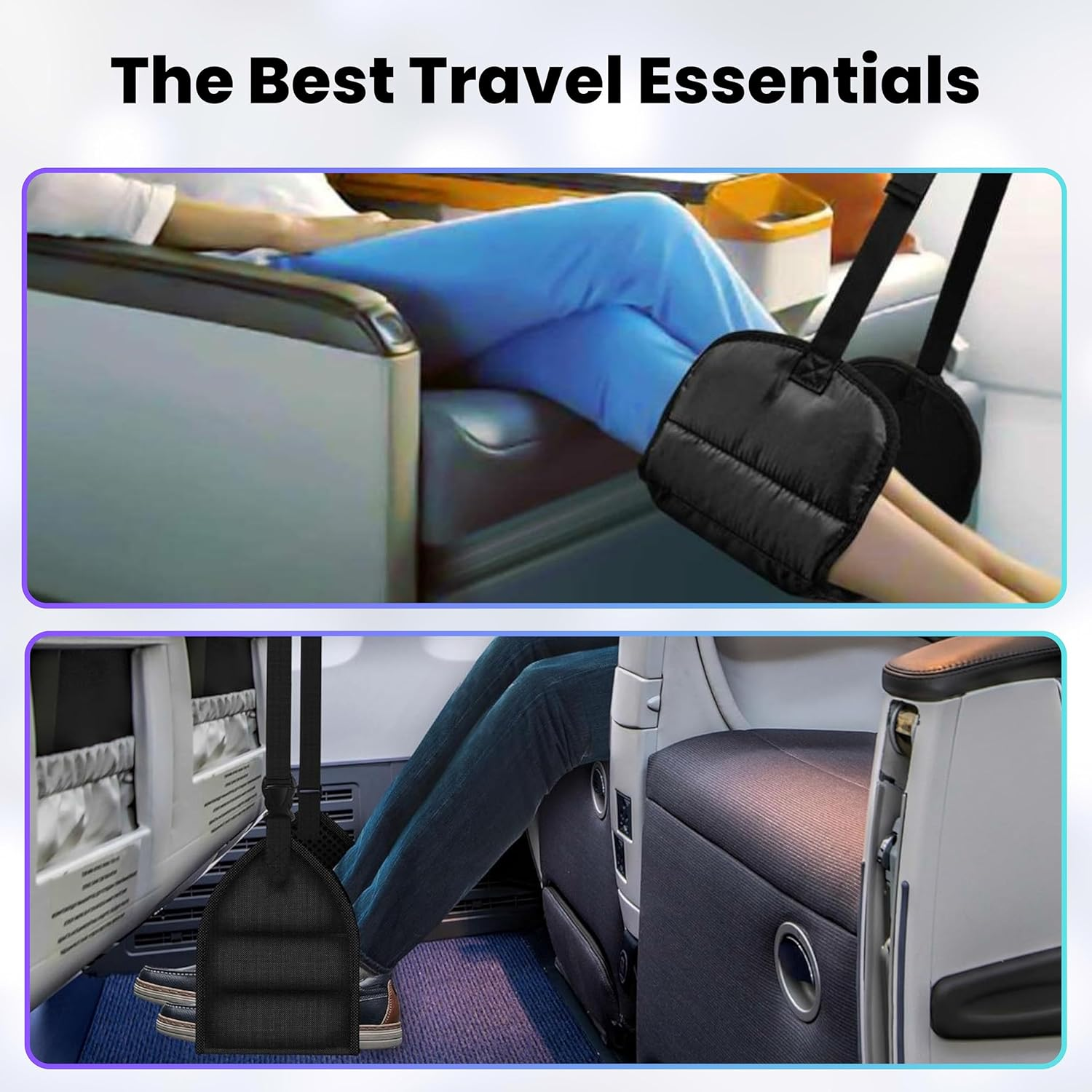 Foot Hammock for Plane or Travel Pillow - Airplane Foot Hammock and Plane Foot Rest - Ultimate Travel Accessories with Sleep Mask and Ear Plugs (One Pack) image number 3