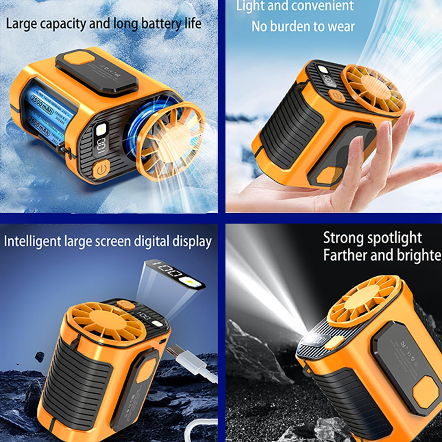 2025 Portable Fan Rechargeable, Portable Waist Fan, Waist Clip Fan, 100 Gear Waist Clip Fan, Free Hanging Neck Fan, Personal Waist Fan, Wearable Belt Fan for Outdoor, Indoor, Construction Site, Travel image number 2