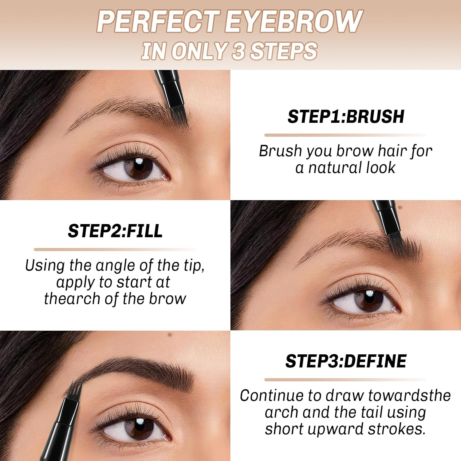 Waterproof Eyebrow Pencil Microblading Liquid Brow Pen,Micro 4 Point Eyebrow Gel,Long-Lasting,Creates Natural Looking Brows Effortlessly image number 5