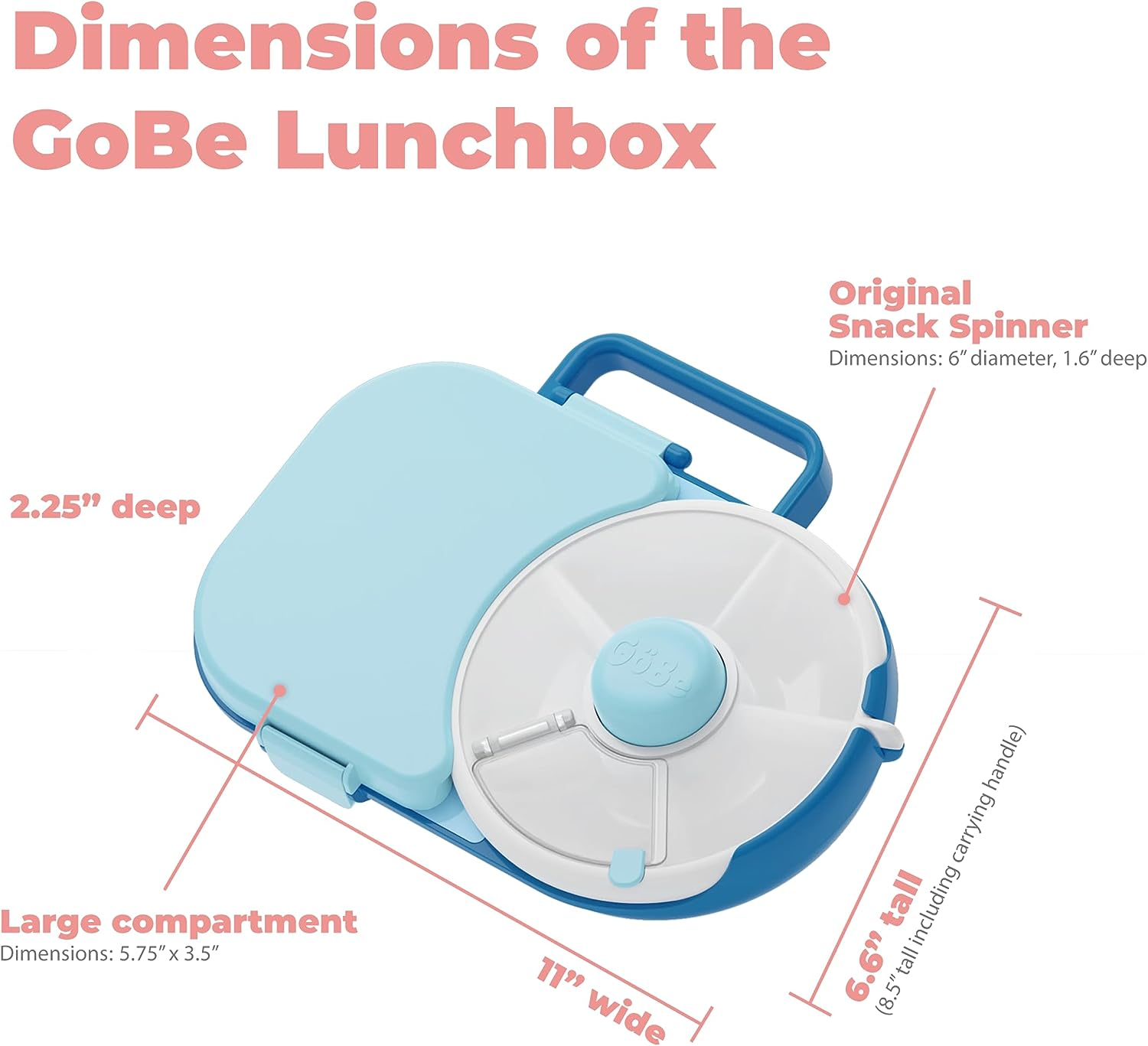 Gobe Kids Lunchbox - Reusable Snack Container with 5 Compartment Dispenser and Lid | BPA and PVC Free | Dishwasher Safe | No Spill, Leakproof (Macaron Blue) image number 4