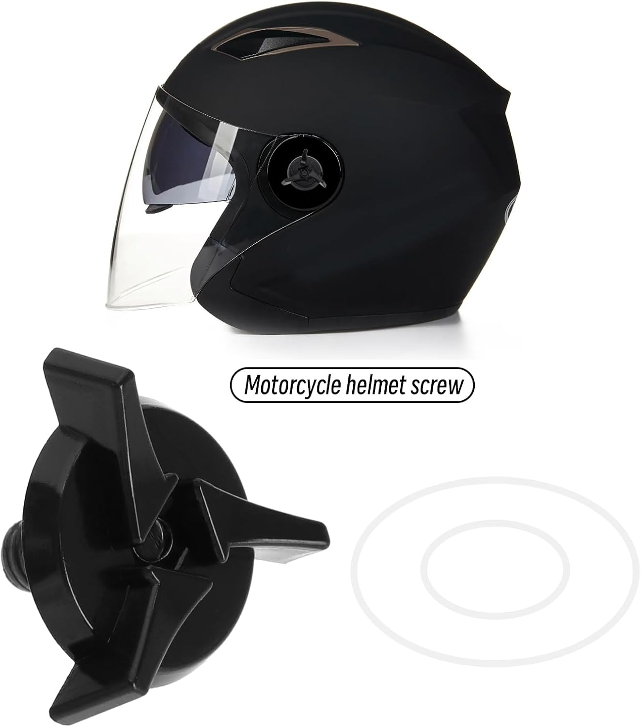 12Pcs Motorcycle Helmet Screws Plastic Fixing Screws with Washers Helmet Visor Screws Motorcycle Helmet Replacement Parts, Black image number 5