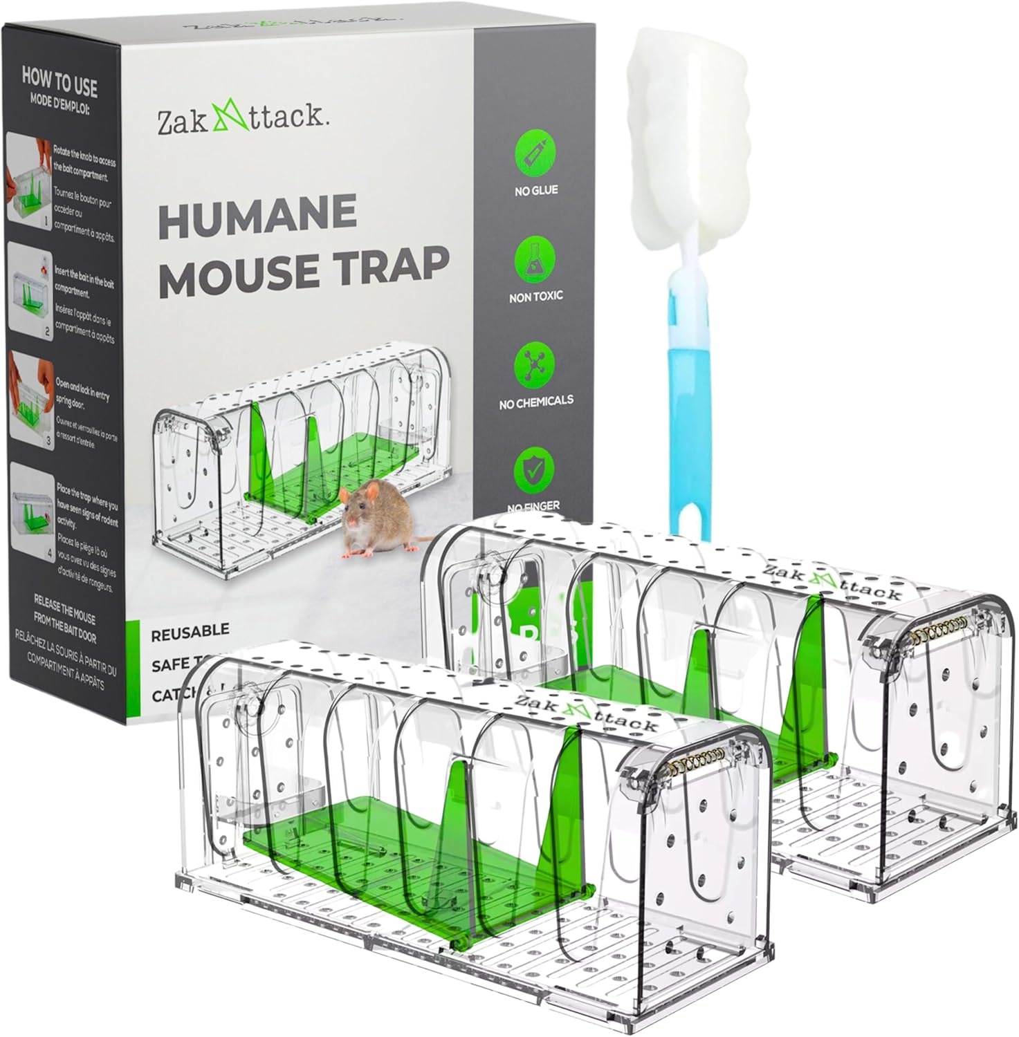 The Original, Humane Mouse Trap, Mouse Traps Indoor for Home, Safe for Kids and Pets, Catch and Release, Reusable, for Small Mice and Rodents, Mouse Trap, 2 Pack image number 5