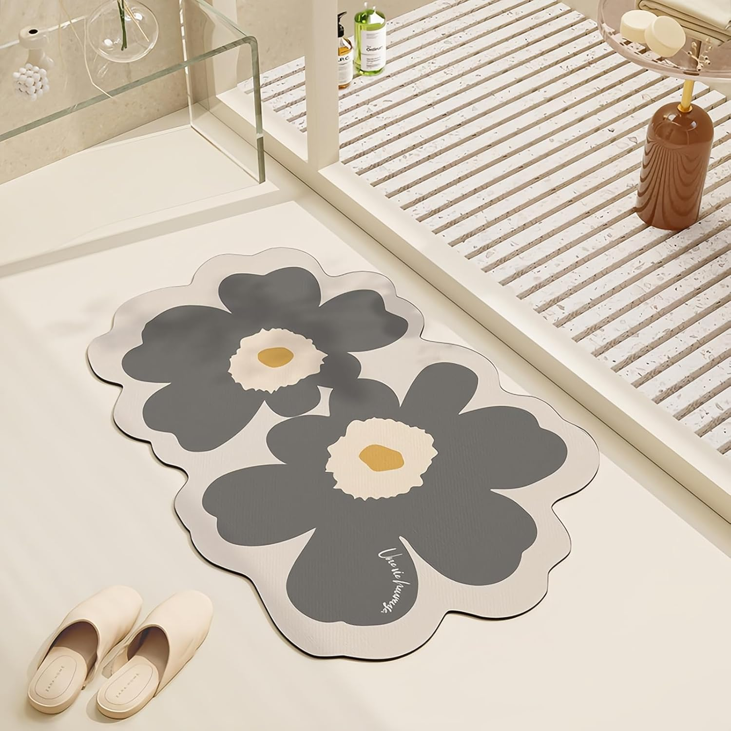 Bath Mat, Super Absorbent Bathroom Rug, Quick Dry Bathroom Floor Mat Shower Rug for in Front of Bathtub, Sink, Bathtub, Shower, 50X80 Cm (Grey) image number 4