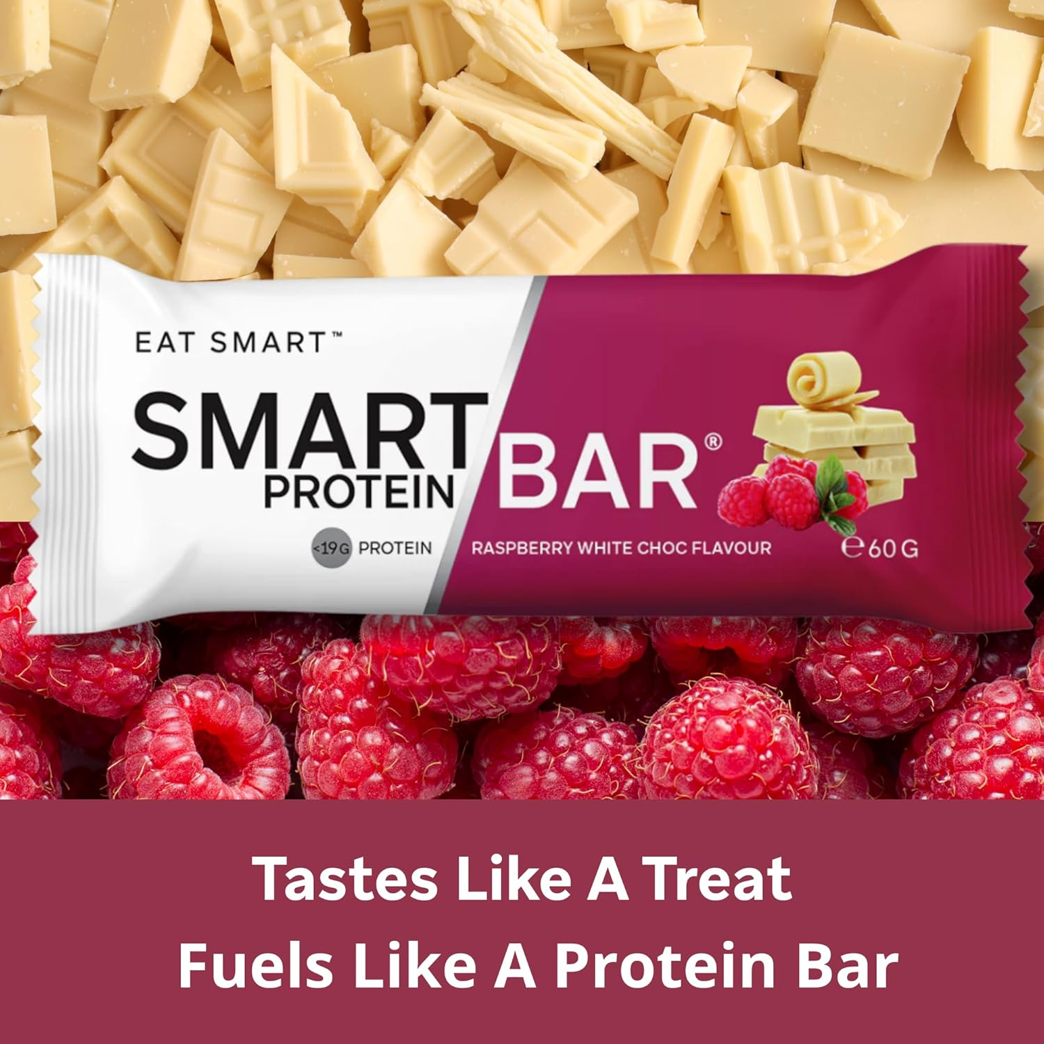 Smart Bars Protein Bar - Raspberry White Choc, 12 X 60 G | 18.5 G High Protein Snack, Keto Friendly, Nutritional, Low-Carb, Low Sugar image number 5