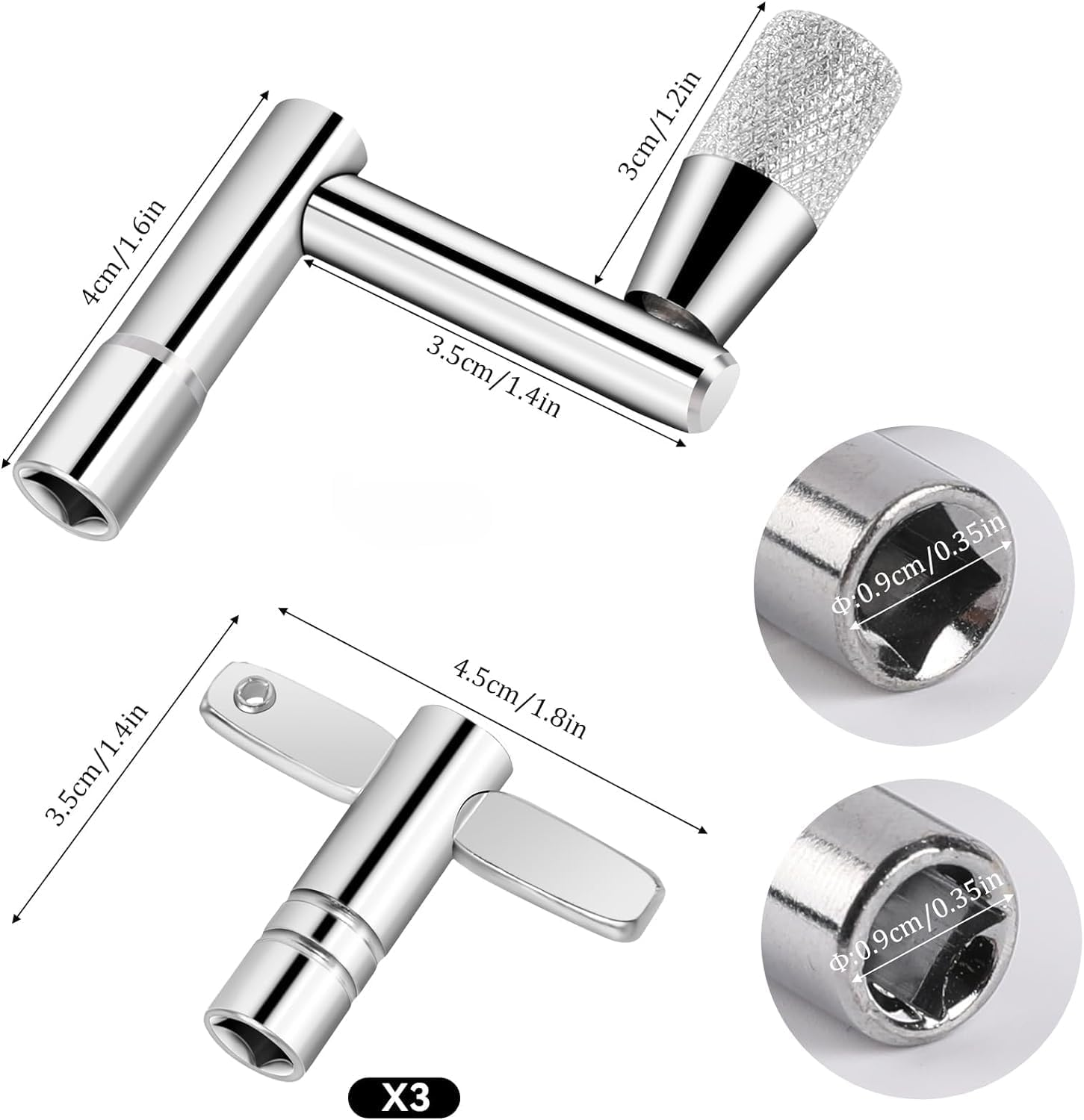Drum Keys, 3-Pack Drum Tuning Key with Continuous Standard Motion Speed Key, Universal Drum Key Keychain Tuner Percussion Hardware Tool, Sturdy Drum Key Turner Fit for Drum Kit Drum Key Set image number 4