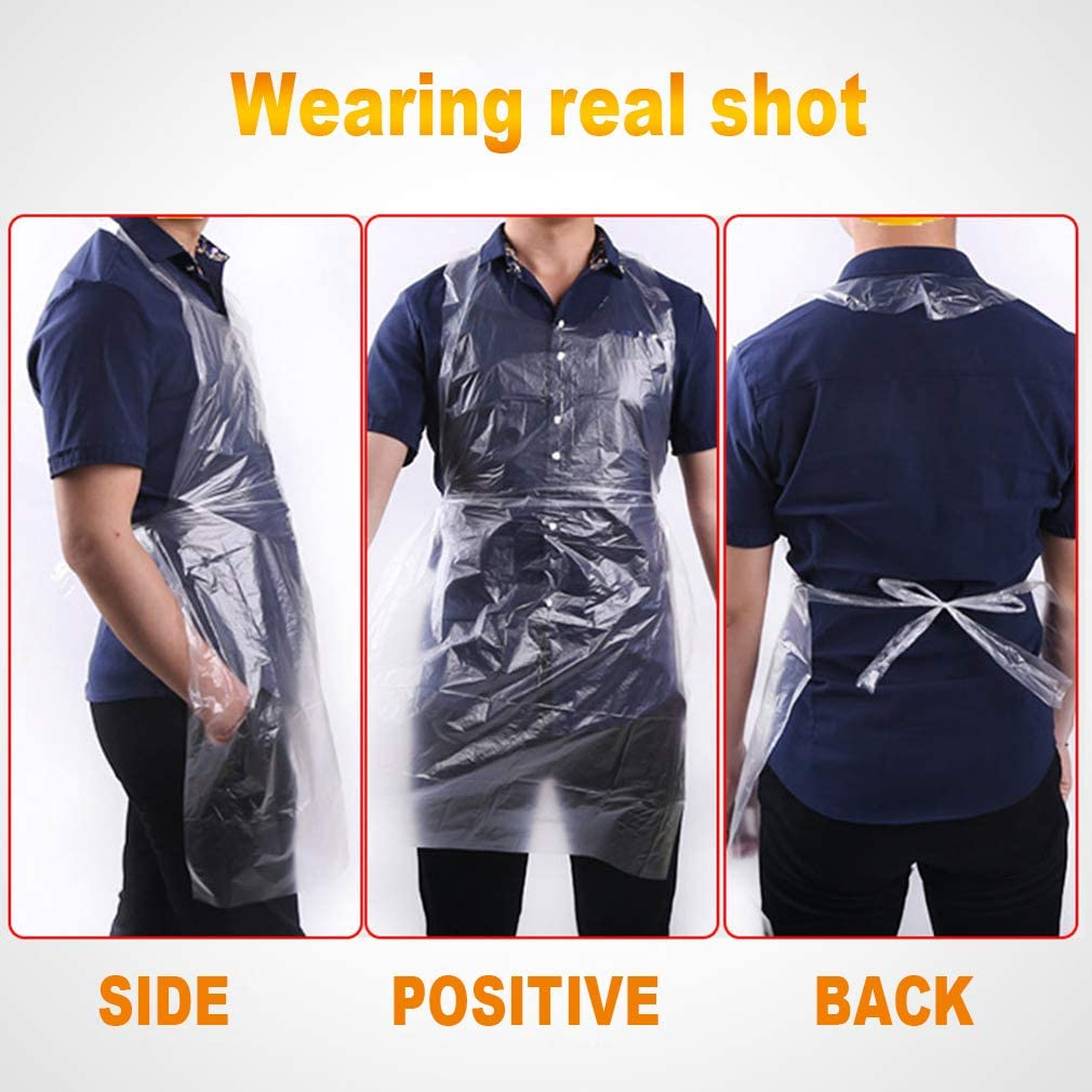 Disposable Aprons (50 Count), Plastic Apron for Painting Party, Cooking, Housework, Picnic Etc. image number 2
