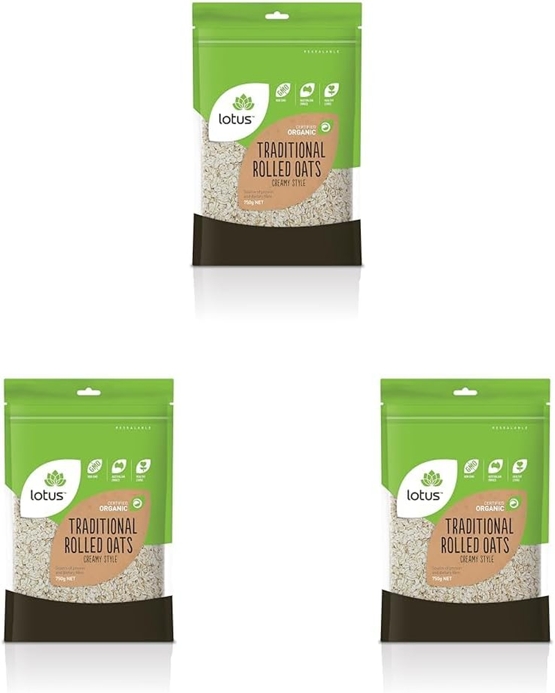 Lotus Certified Organic Unstabilised Rolled Creamy Style Oats 750 G, 750 G image number 4