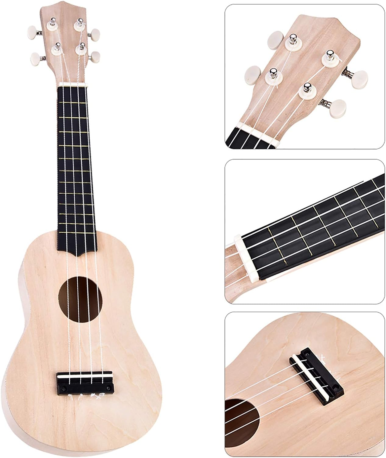 DIY Ukelele, 21Inch 4 String Ukelele, Make Your Own Ukulele DIY Kit, Hawaii Ukulele Kit for Kids Children Teens Adults,Musical Instruments for Beginners,Decompression Toy, Boys & Girls image number 3