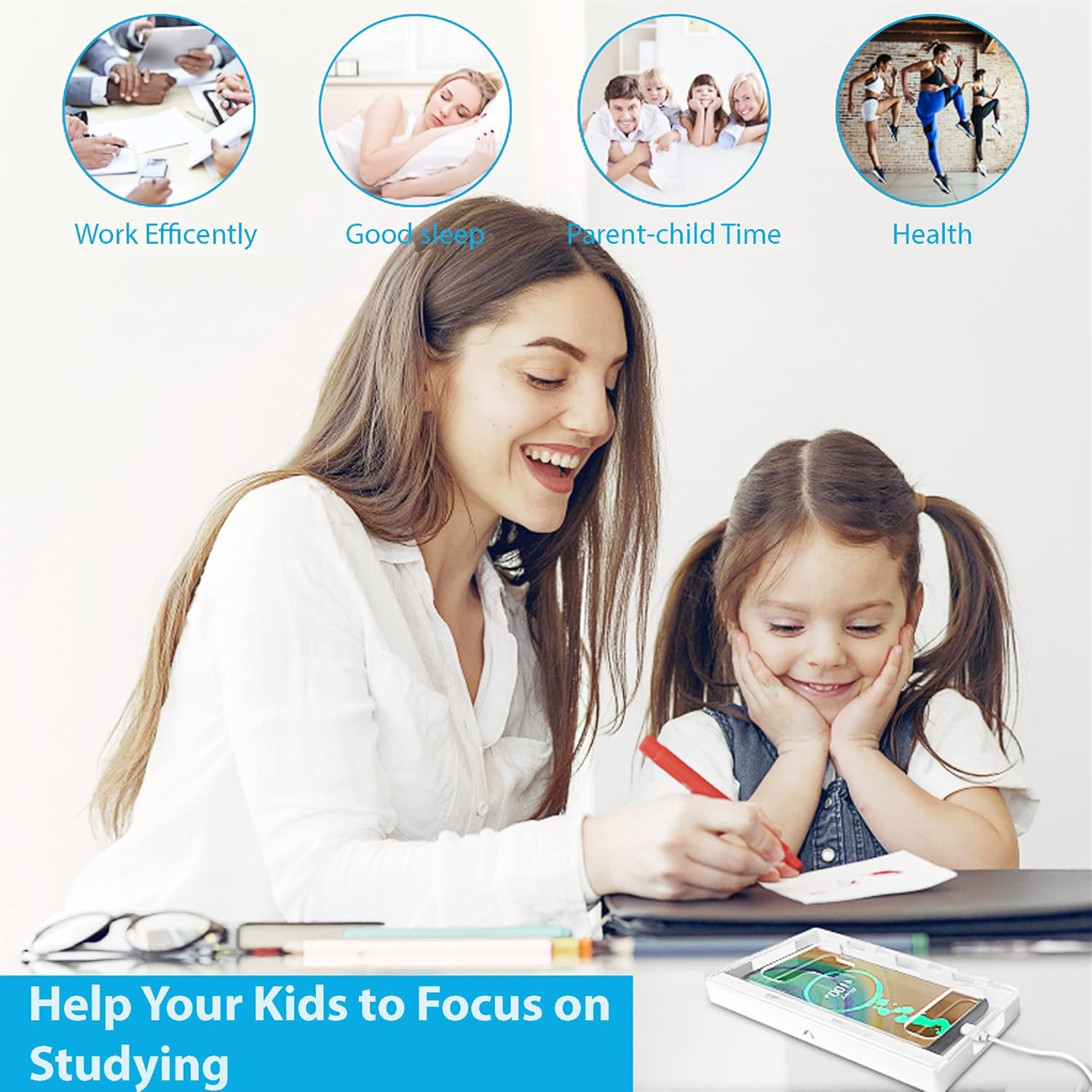 Cell Phone Lock Box - Portable Jail with 2 Keys to Reduce Kid'S & Student'S Screen Time - Self-Control Locking Device to Boost Productivity for Iphone, Samsung, Google Clear image number 6