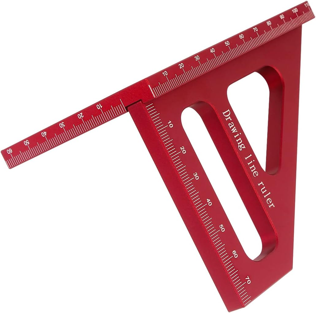 3D Multi-Angle Measuring Ruler, 45/90 Degree Aluminum Alloy Woodworking Square Protractor, Drawing Line Miter Triangle, High Precision Layout Tool for Engineer Carpenter