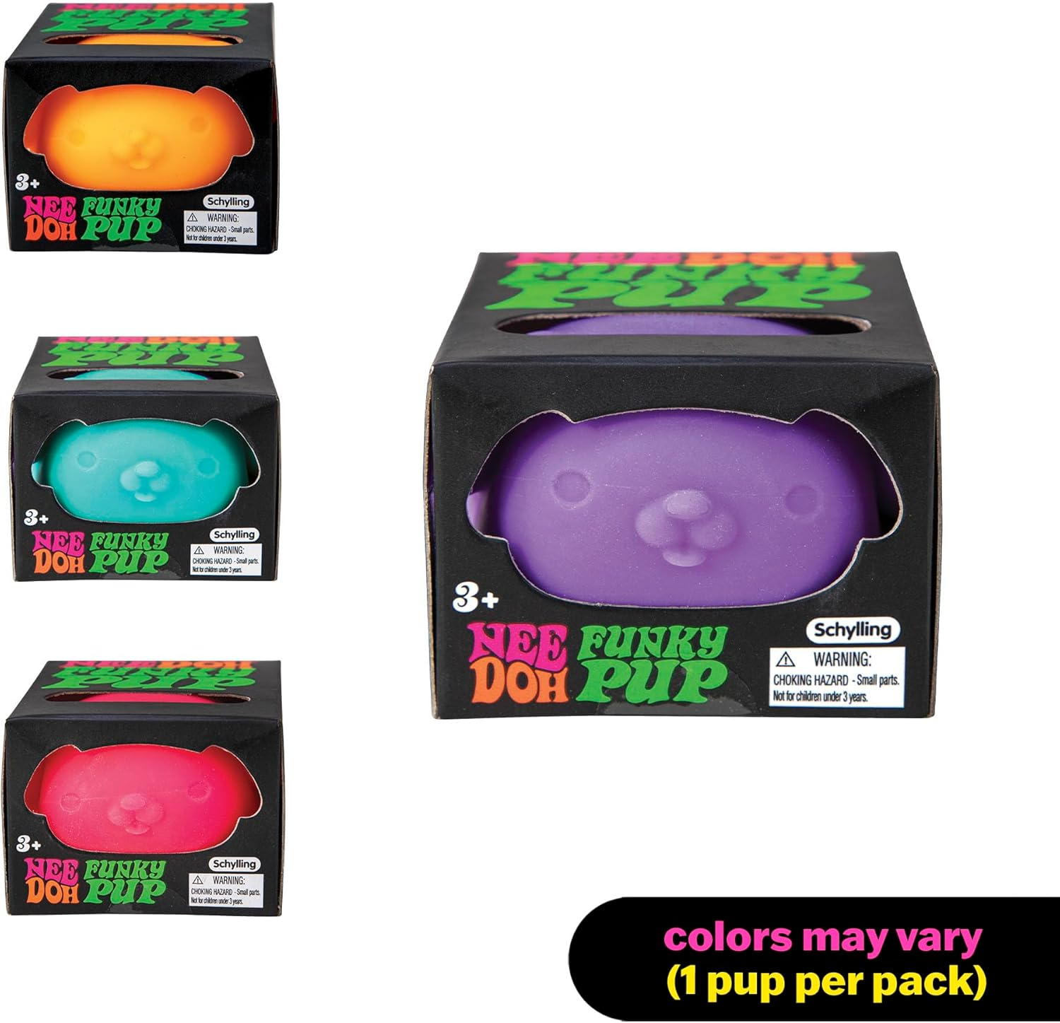 Needoh Funky Pup Stress Ball - Squishy, Flexible Stress Relief Toy, Assorted Neon Colours, Fun, Relaxing Fidget Toy for Kids & Adults, Ideal for Anxiety, Focus, and Stress Management image number 5
