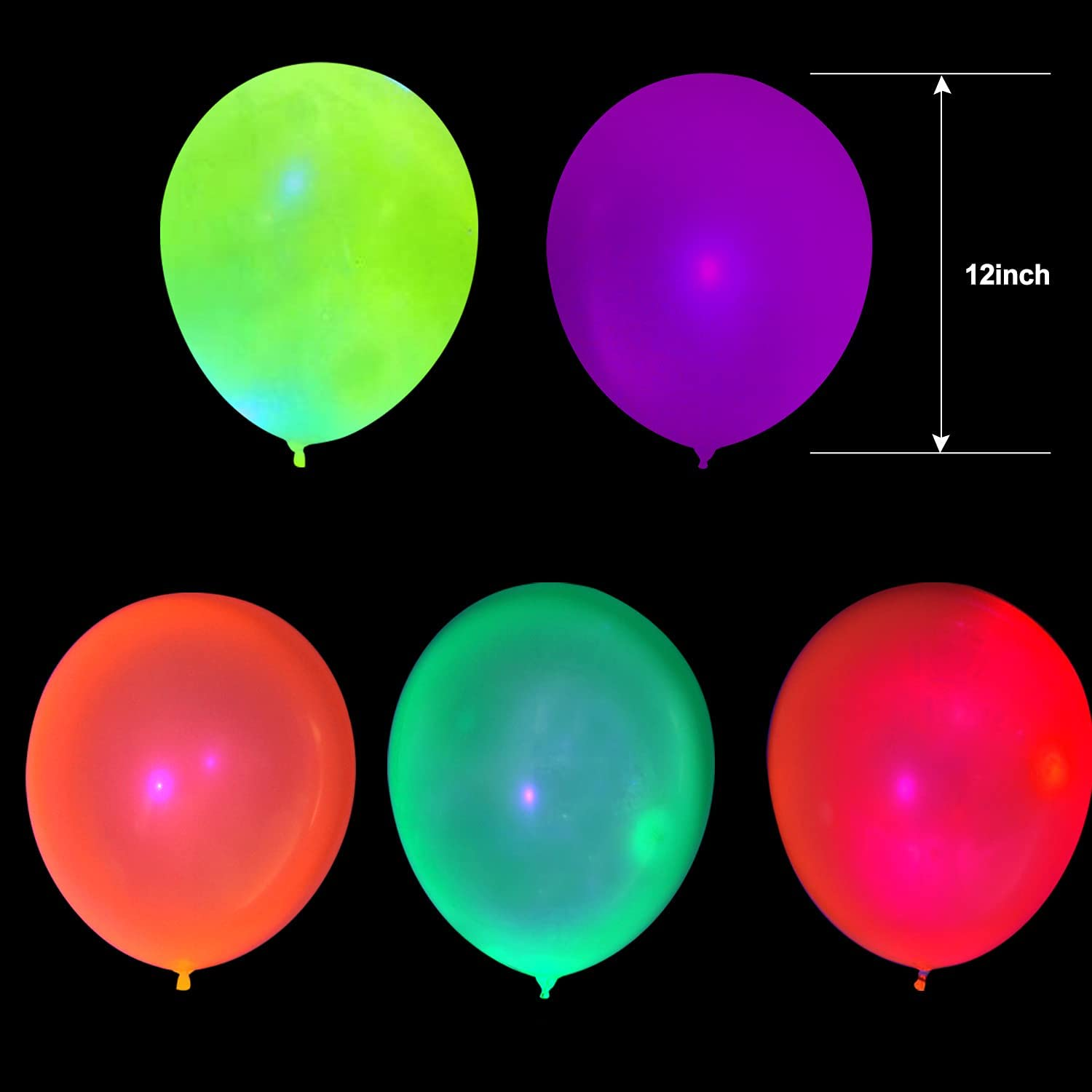 170 Pack UV Glow Balloons 12Inch Neon Blacklight Reactive Latex Balloons Glow in the Dark Fluorescent Helium Balloon for Kids Birthday Decorations Wedding Glow Party Black Light Luminous Balloons image number 6