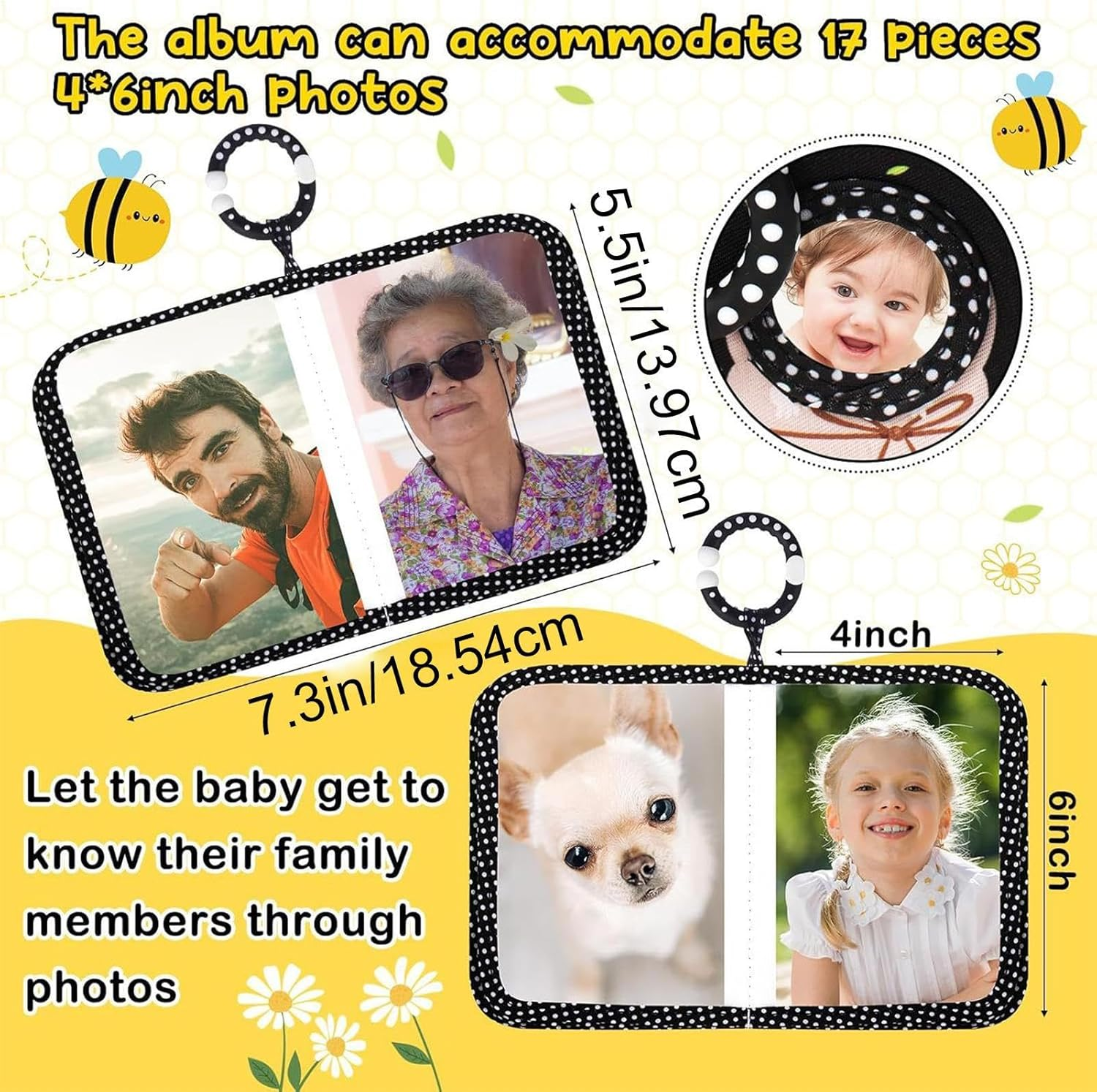 Baby Photo Albums,First Baby Album Photo Book - Hold 4X6 Pictures Soft Cloth Book with Safe Mirror, Mom Must Haves for Kids Toddler Family Memory Keepsake Wedding image number 4