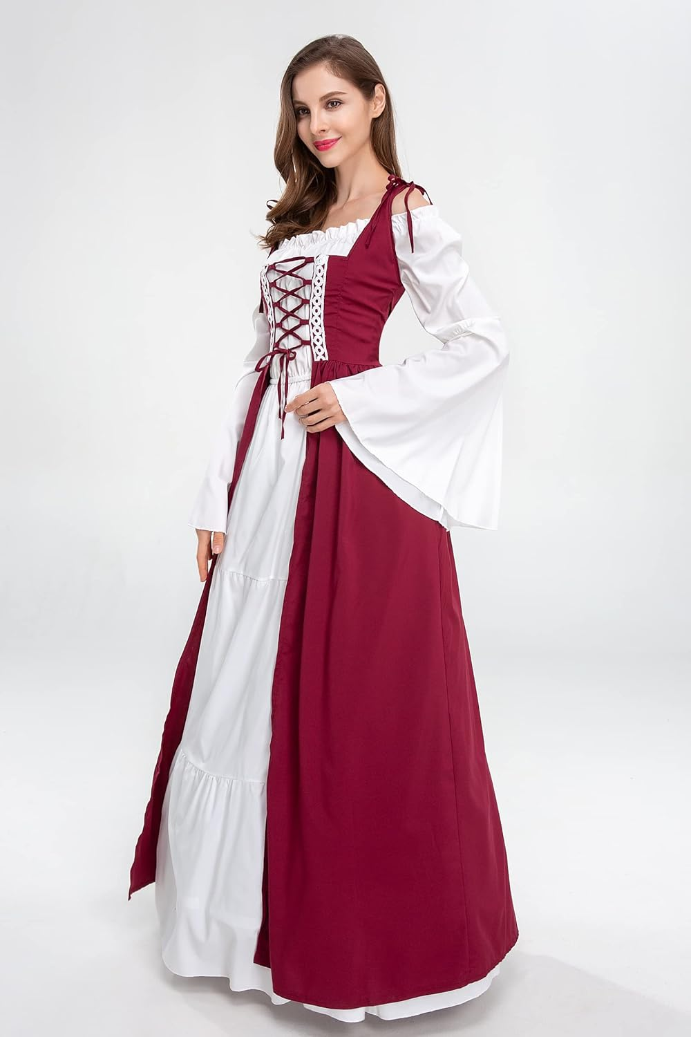 Medieval Renaissance Costume Dress for Women Halloween Cosplay Party Maxi Dresses