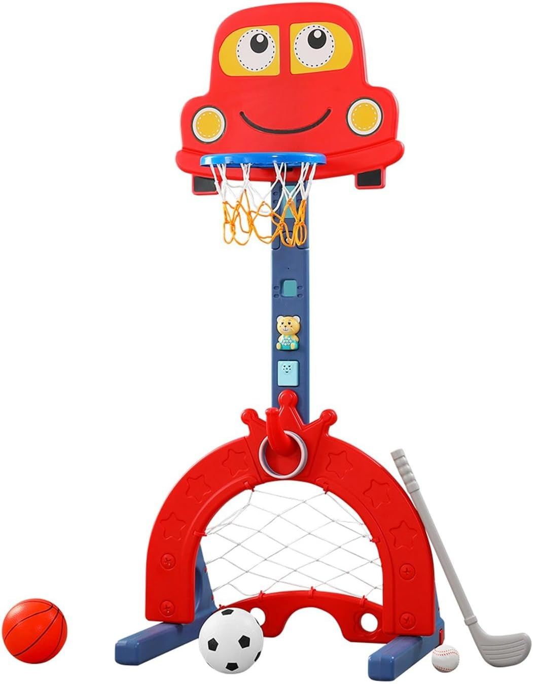 Kids Basketball Hoop Stand Height Adjustable,5In1 Kid Playset, Basketball/Football/Golf/Ring/Storybook, Activity Centry Indoor/Outdoor image number 6