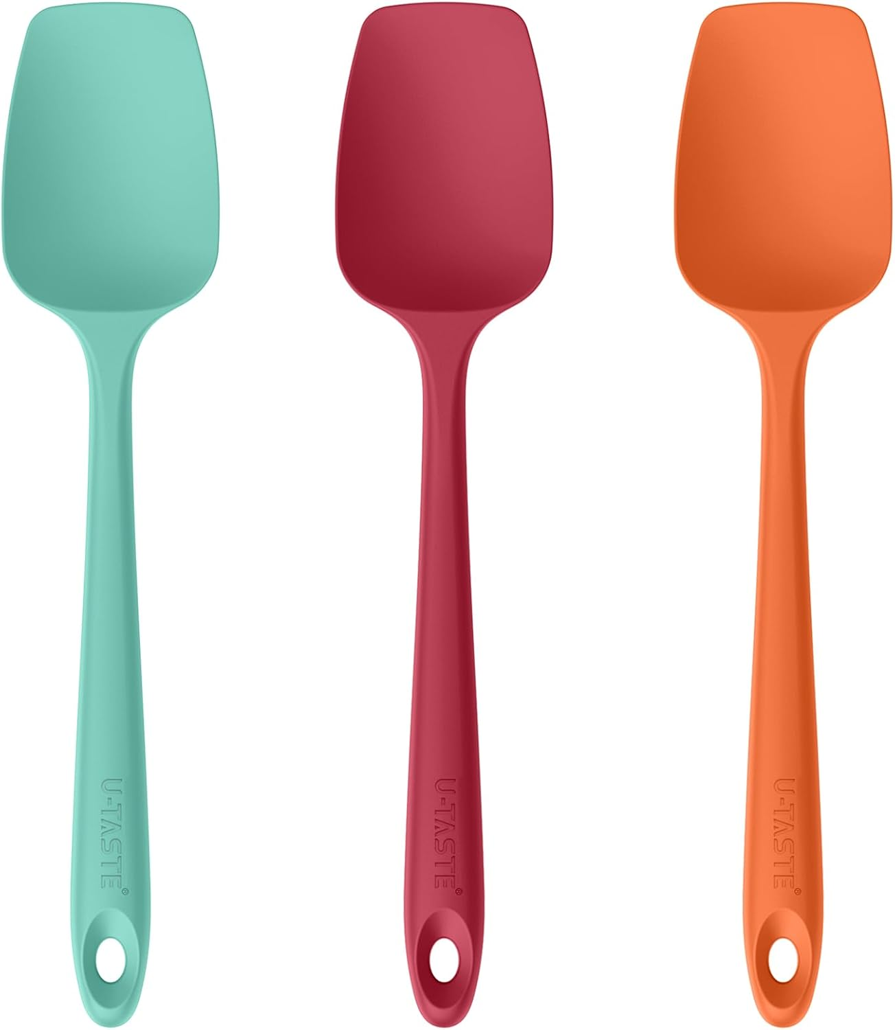 U-Taste Silicone Spoon Spatula Set, 315℃ High Heat Resistant Bpa-Free Flexible Rubber Scraper, Cooking Mixing Baking Kitchen Utensils Set of 3 (Orange)