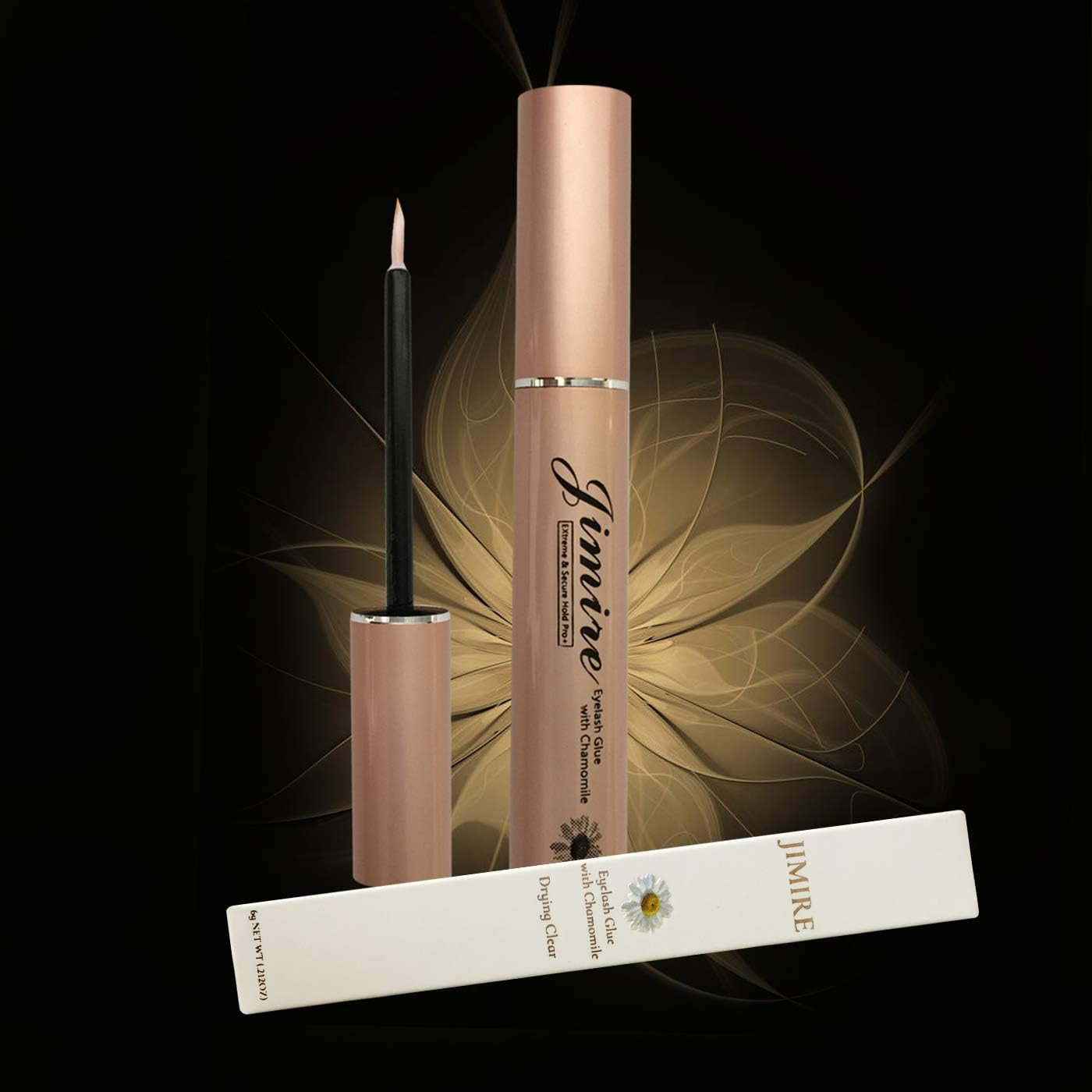 JIMIRE Eyelash Glue Clear | Secure Hold for False Eyelashes | Latex-Free Eyelash Adhesive with Chamomile Suitable for Sensitive Eyes