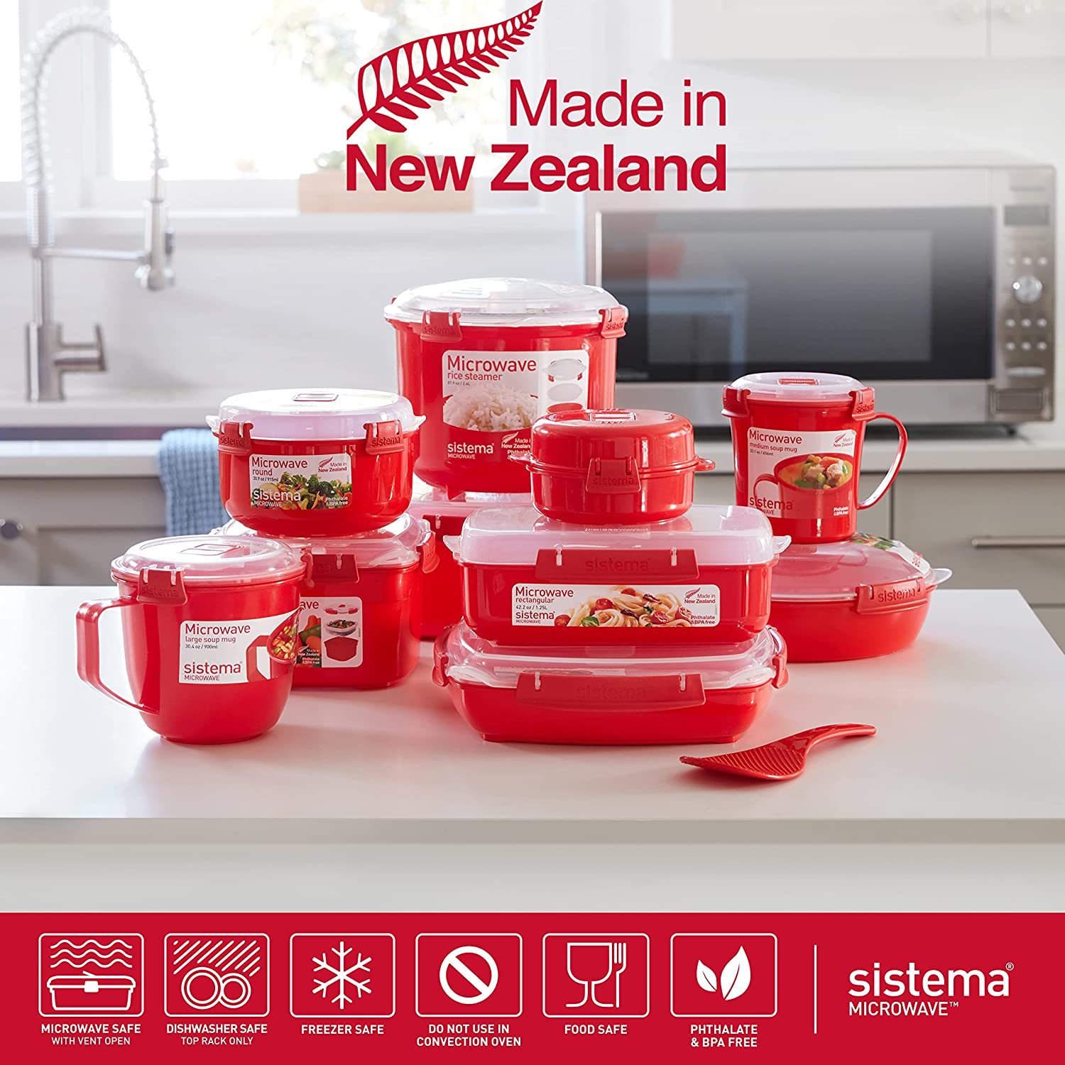 Sistema Microwave Collection Soup Mug 22.1 Oz, Red image number 2