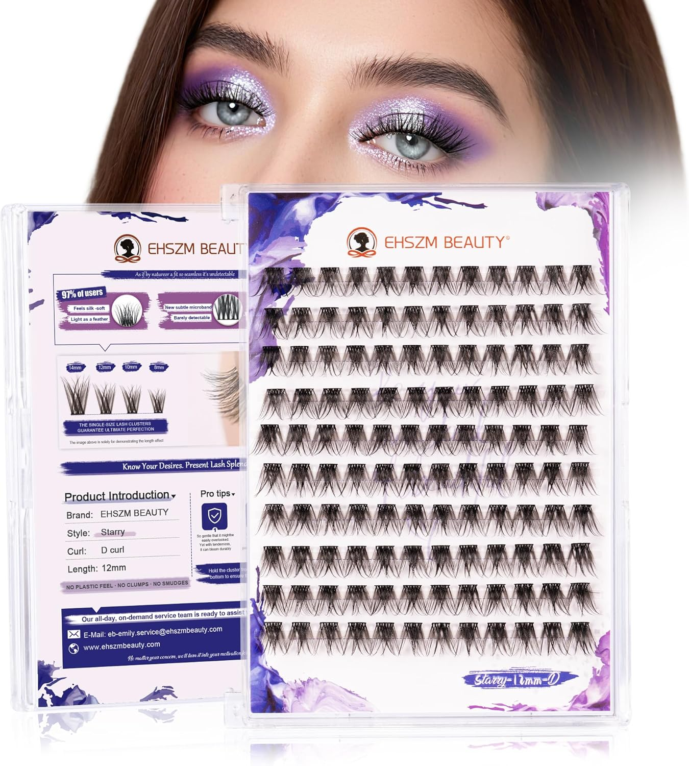 Upgraded,Brown Lash Clusters Hybrid 8-12Mm C Curl (8 10 12),Brown Eyelash Clusters Natural, Ultra-Soft Individual Lashes.No Plastic Feel,Thin Band,New Comfort - Radiant Style