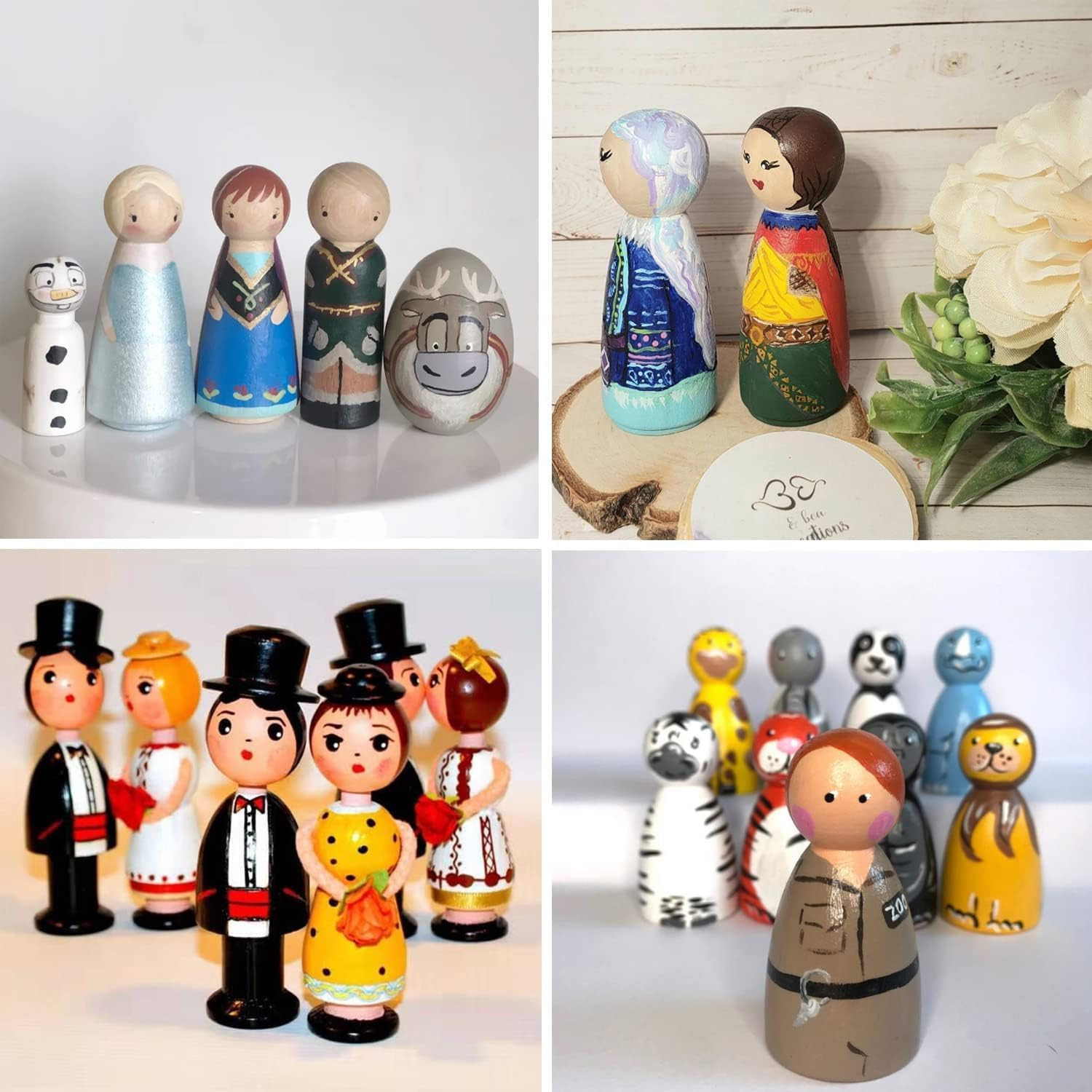 55Pcs Wooden Peg Doll, Betterjonny Wooden Unfinishied Peg People Dolls Decorative DIY Doll People with Storage Case in Assorted Sizes for DIY Arts and Crafts image number 5