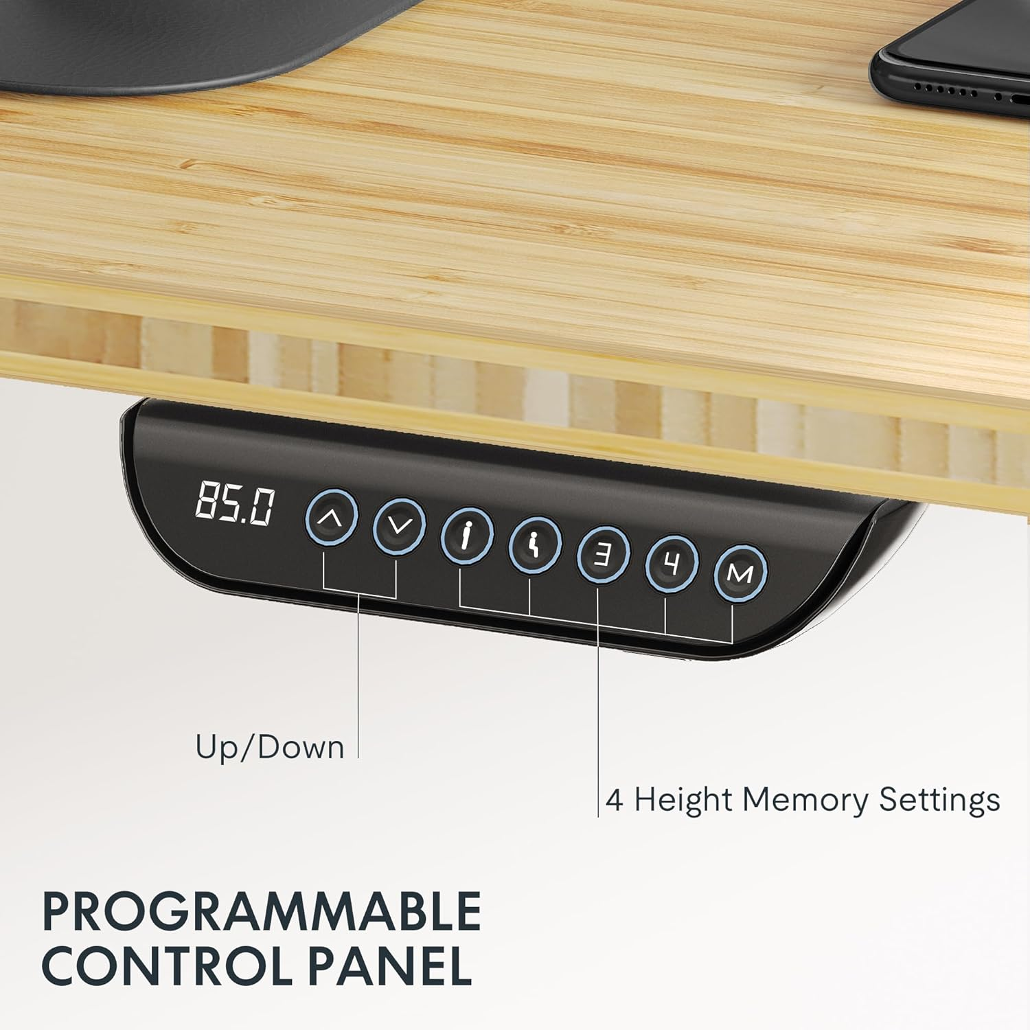 FLEXISPOT E6 Bamboo Dual Motor 3 Stages Standing Desk 200X75 Cm Whole-Piece Board Electric Height Adjustable Desk Stand up Desk Large Load Capacity(Black Frame + Bamboo Desktop) image number 3