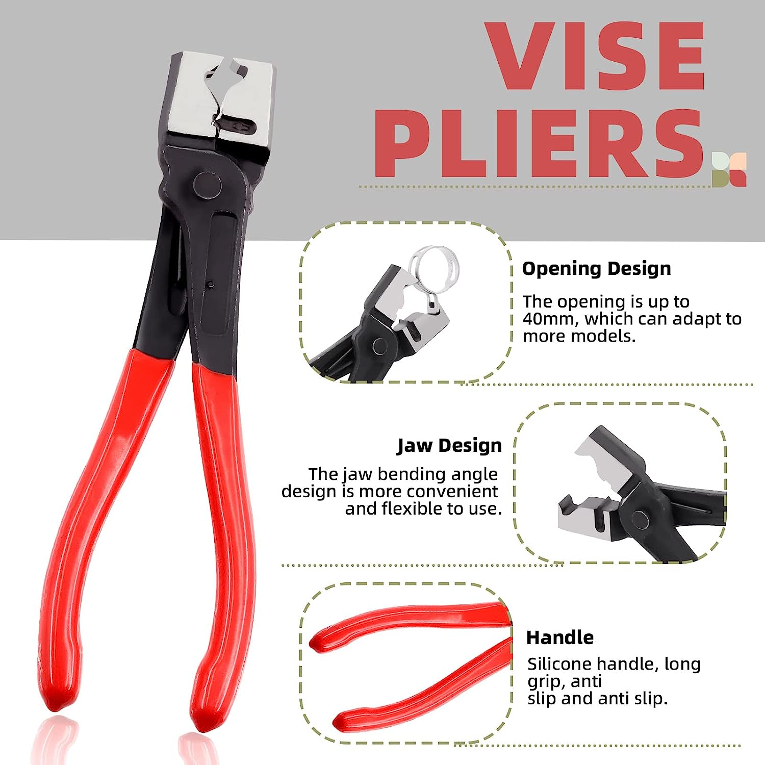 Hilitchi 121Pcs 12 Sizes Spring Band Hose Clamp Kit, 7MM-22MM Low Pressure Air Clip Clamp with Hose Clip Pliers, Fuel Line Hose Clips Silicone Vacuum Hose Clamp Fastener - B Kit image number 3