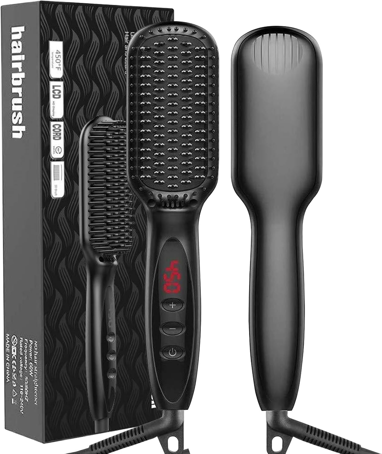 Hair Straighteners Brush,Yakiter,Hair Straightener Brush with 30S Fast Heating & 12 Temperature Settings, Anti-Scald Beard Brush with LCD Display, Multifunctional Straightening Brush image number 3