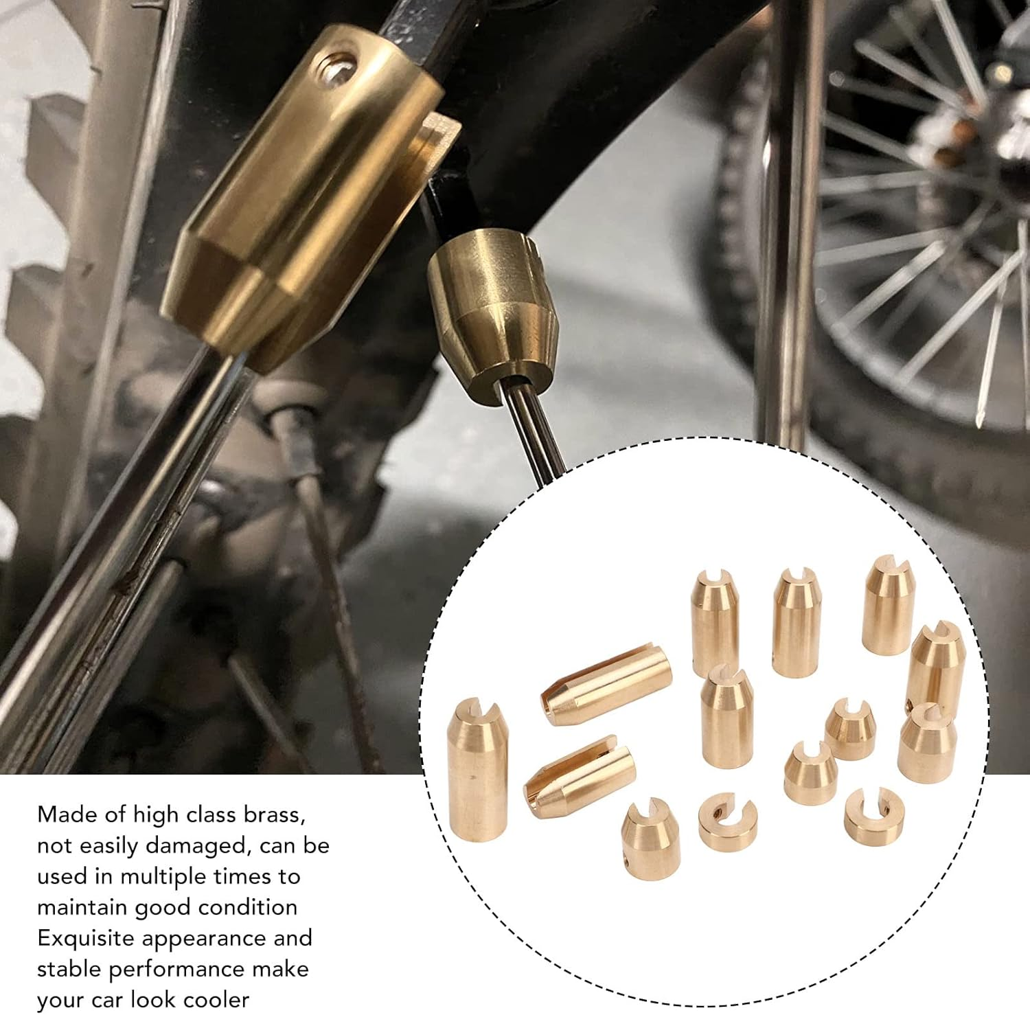 Jiawu Motorcycle Brass Wheel Spoke Weights Refill Kits, Reusable Brass Wheel Spoke Balance Weights, Super Moto Vintage Metric Cruisers Dual Sport or Any Other Spoked Wheels (14Pcs)