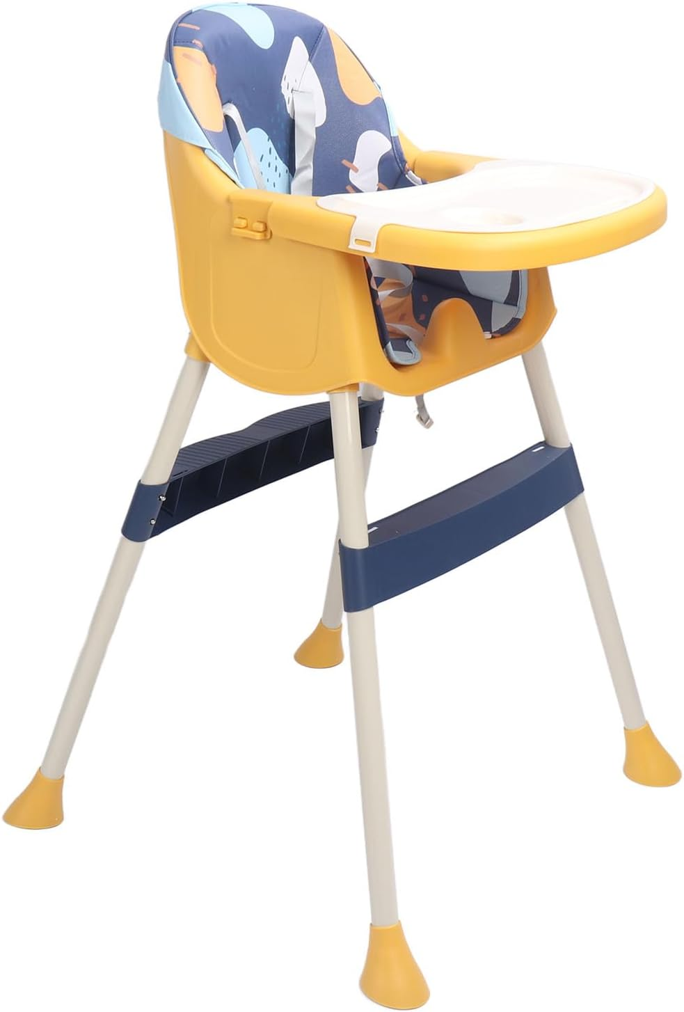 Baby High Chair, 4 Wheels Portable Infant Dining Chair with Adjustable Backrest Footrest, Feeding Highchair with One Step Brake, Flip up Armrests, Double Tray, 5-Point Safety Belt image number 2