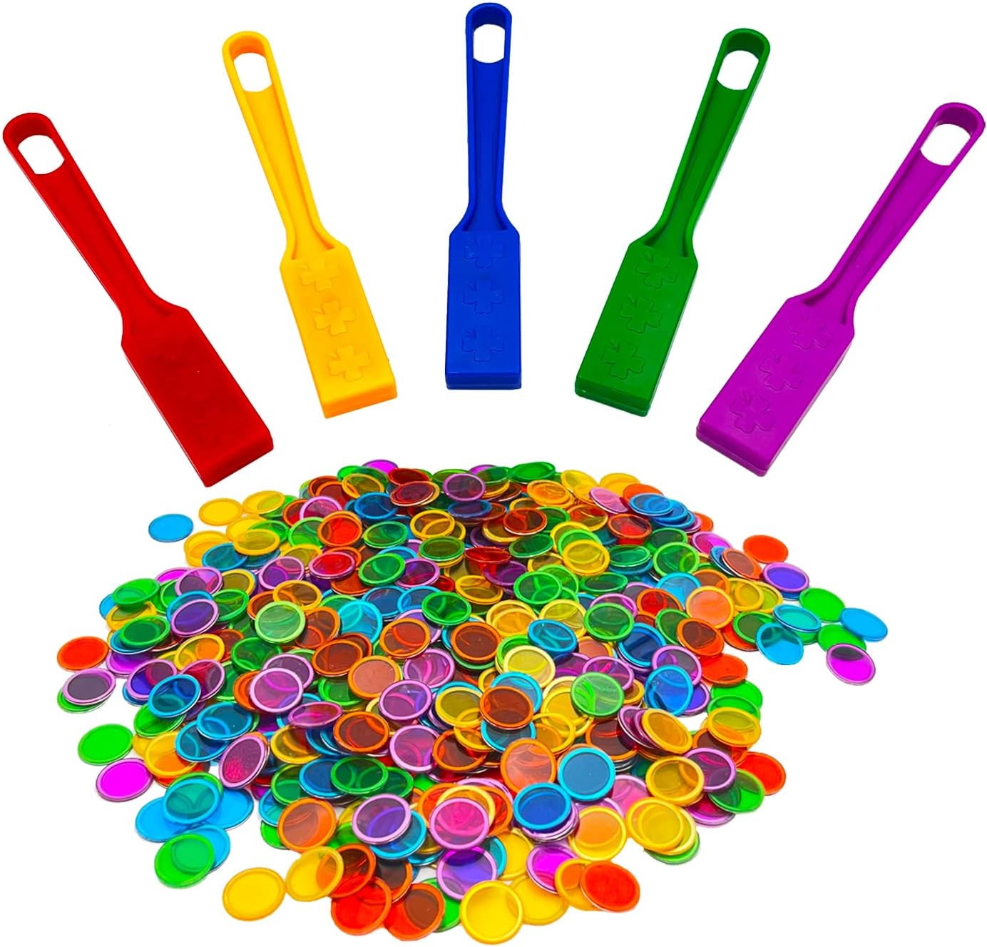 Magnetic Bingo Wand with 500 Metal Chips, 5-Pack - 5 Color Chips for Large Group Games, Family Game Night, Sensory Bins, Counting and Sorting, Science & Educational Activities image number 6