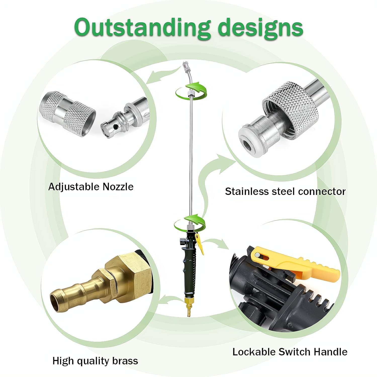 Adjustable Universal Sprayer Wand with 3/8" Brass Barb, Stainless Steel Replacement with Shut off Valve (44 Inches) image number 5