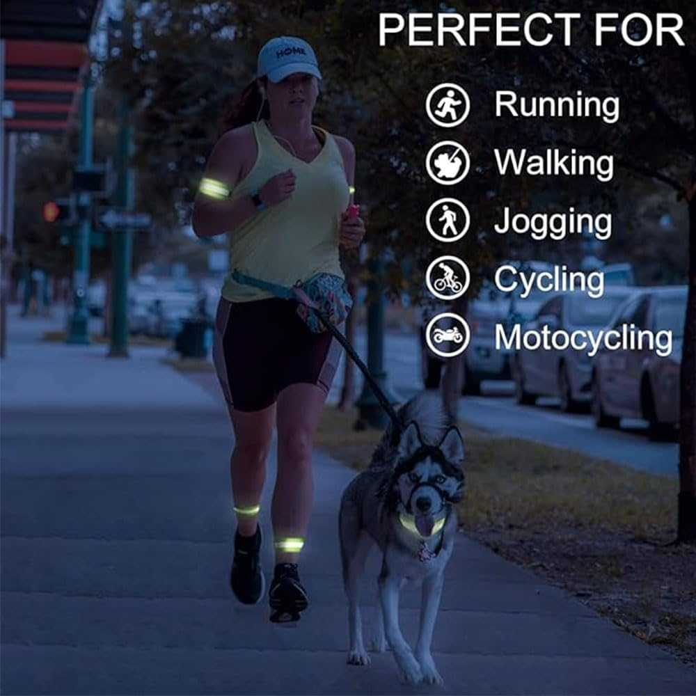 8 Pcs Reflective Running Gear, Runners Reflective Wristbands for Running, Cycling, Walking High Visibility Safety Reflector Straps (Green & Orange) image number 2