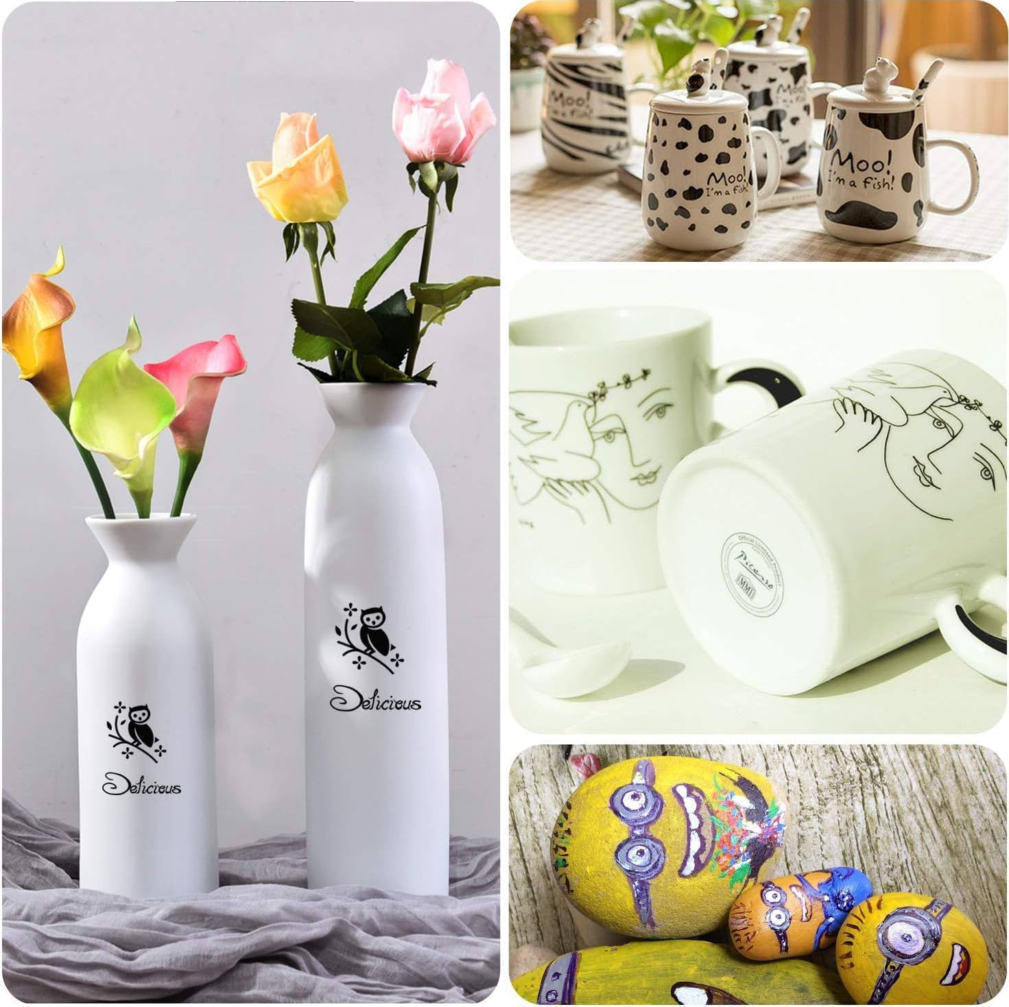 Permanent Paint Marker, Acrylic Paint Pens 0.7Mm Extra Fine Point Fabric Paint Markers for Rocks Painting Supplies Metal Stone Canvas Ceramic Wood DIY Craft Making Supplies, 6Pcs image number 1